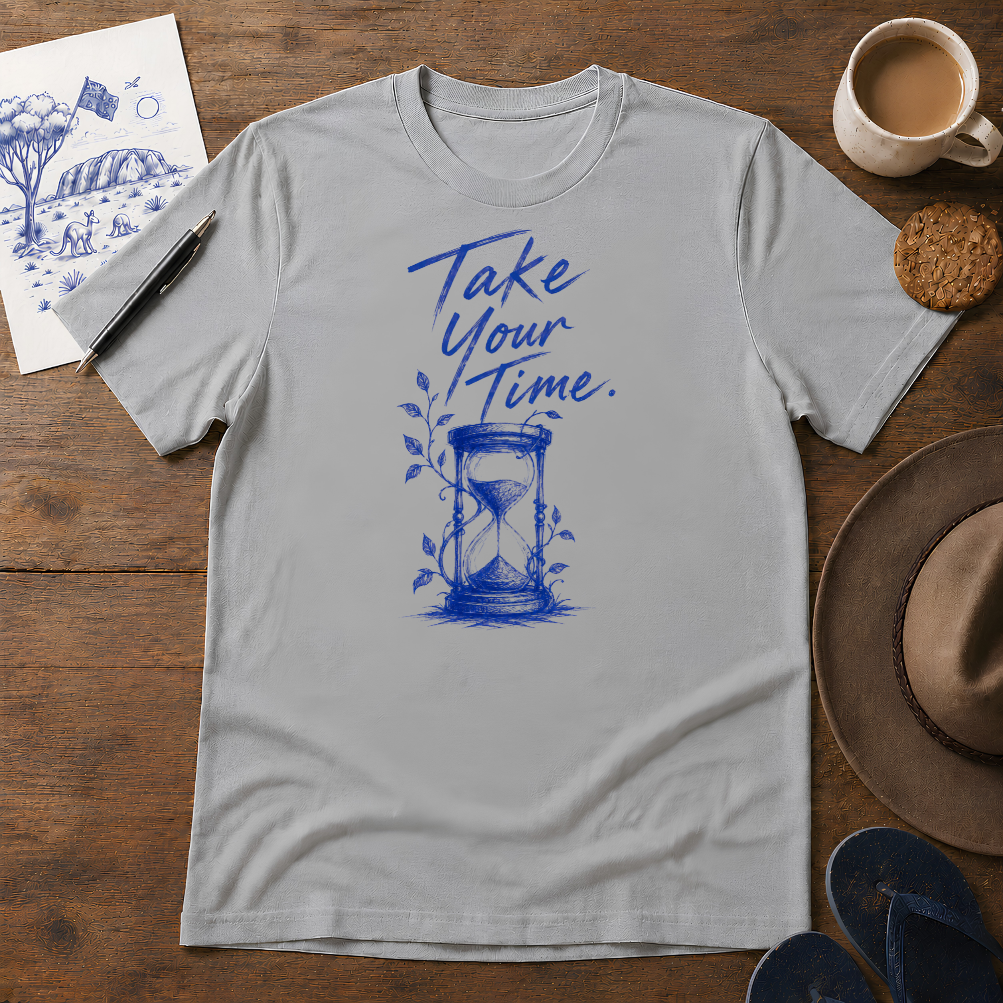 Take Your Time Tee ink-sketch T-shirt, in Sport Grey