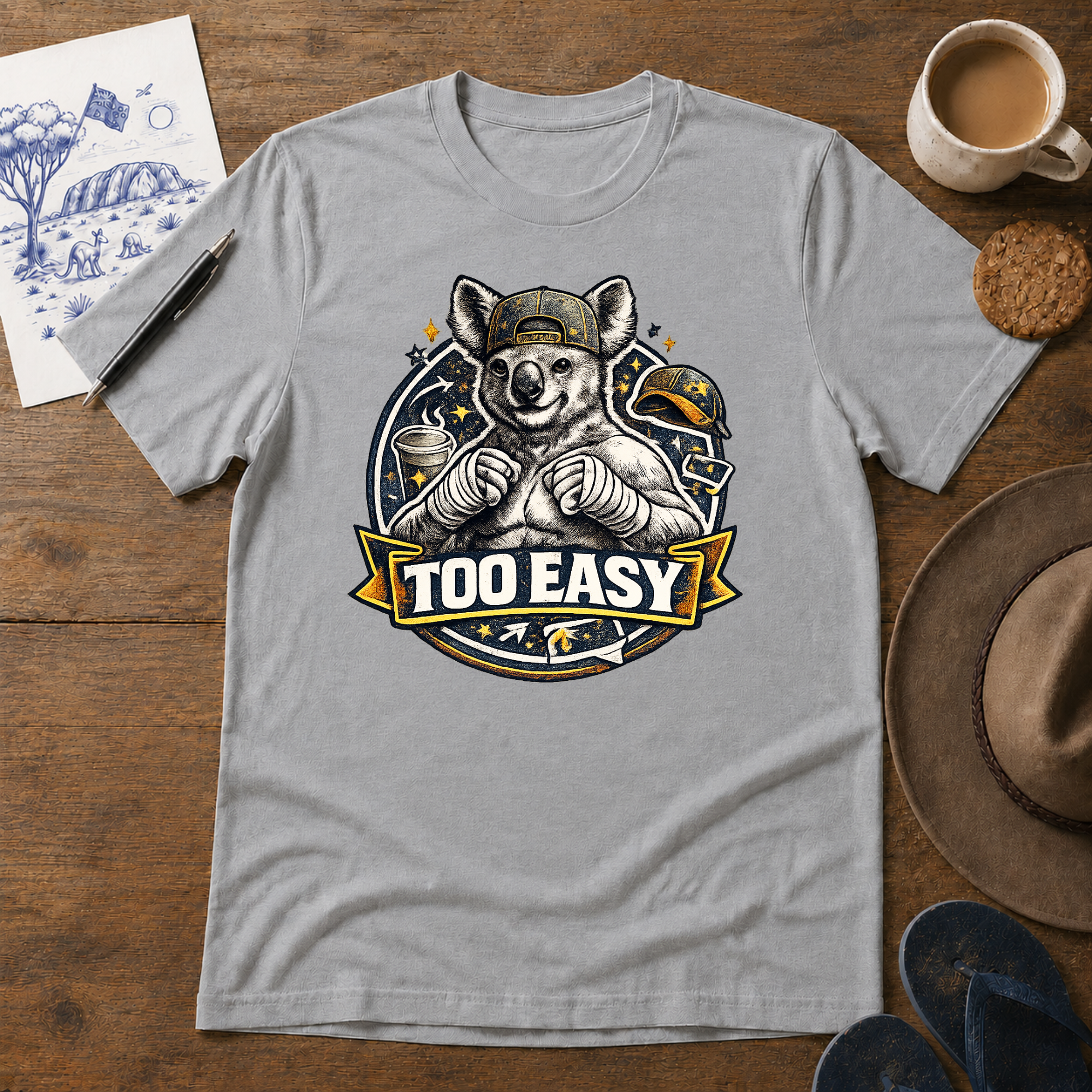 Too Easy Tee in sport grey – Australian slang graphic T-shirt