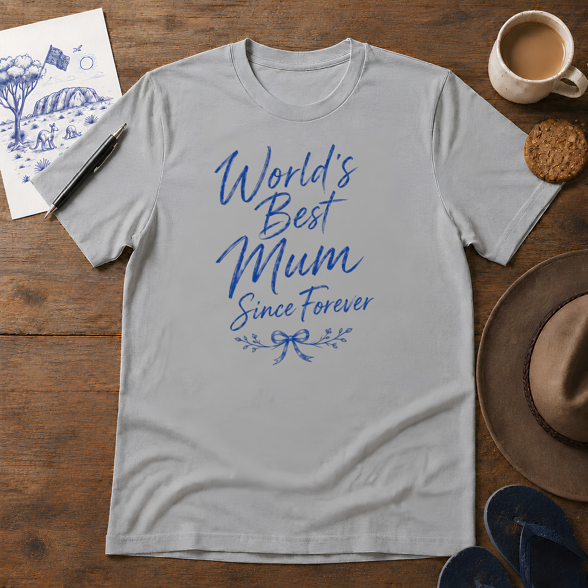 World's Best Mum Tee ink-sketch T-shirt, in Sport Grey