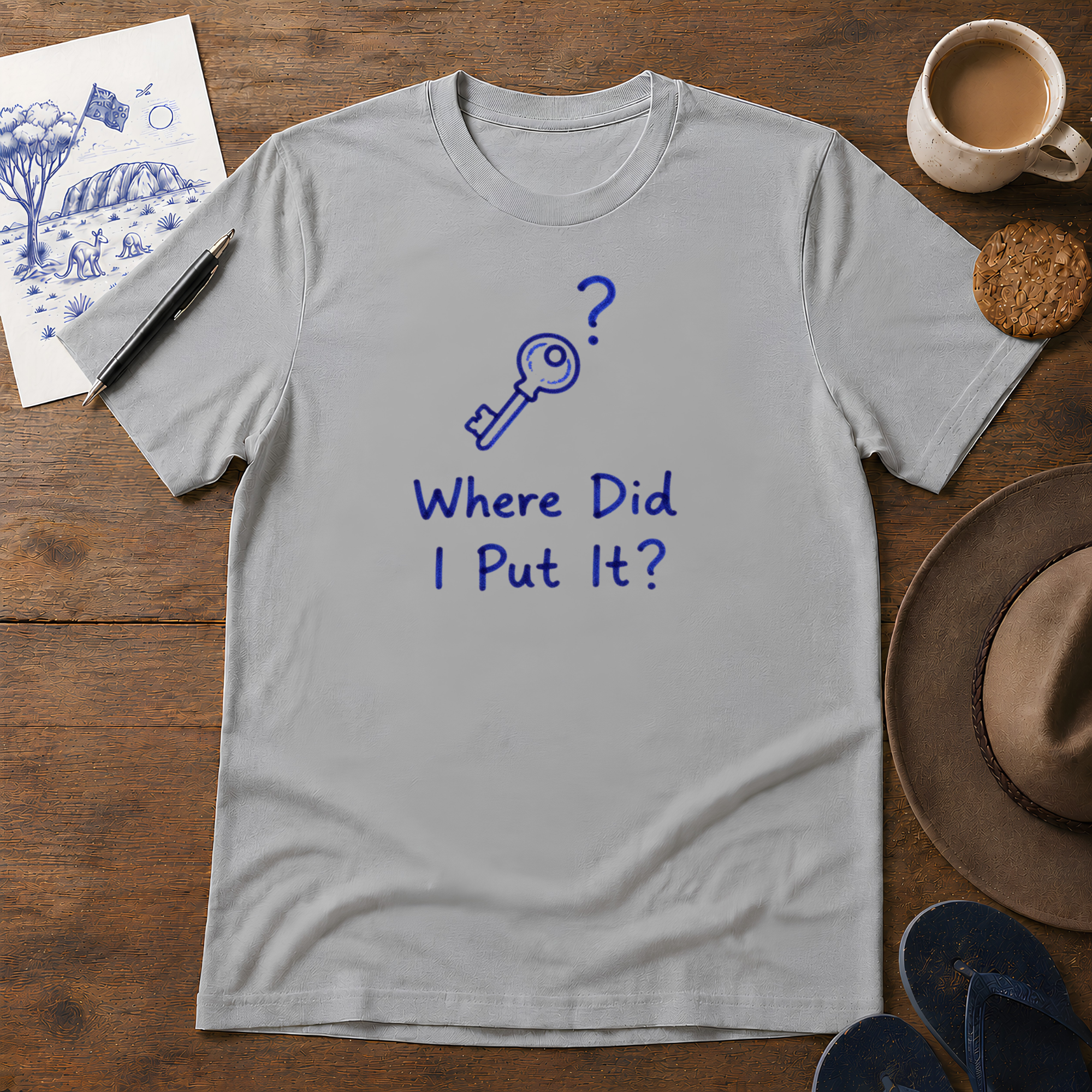 Where Did I Put It? Tee ink-sketch T-shirt, in Sport Grey