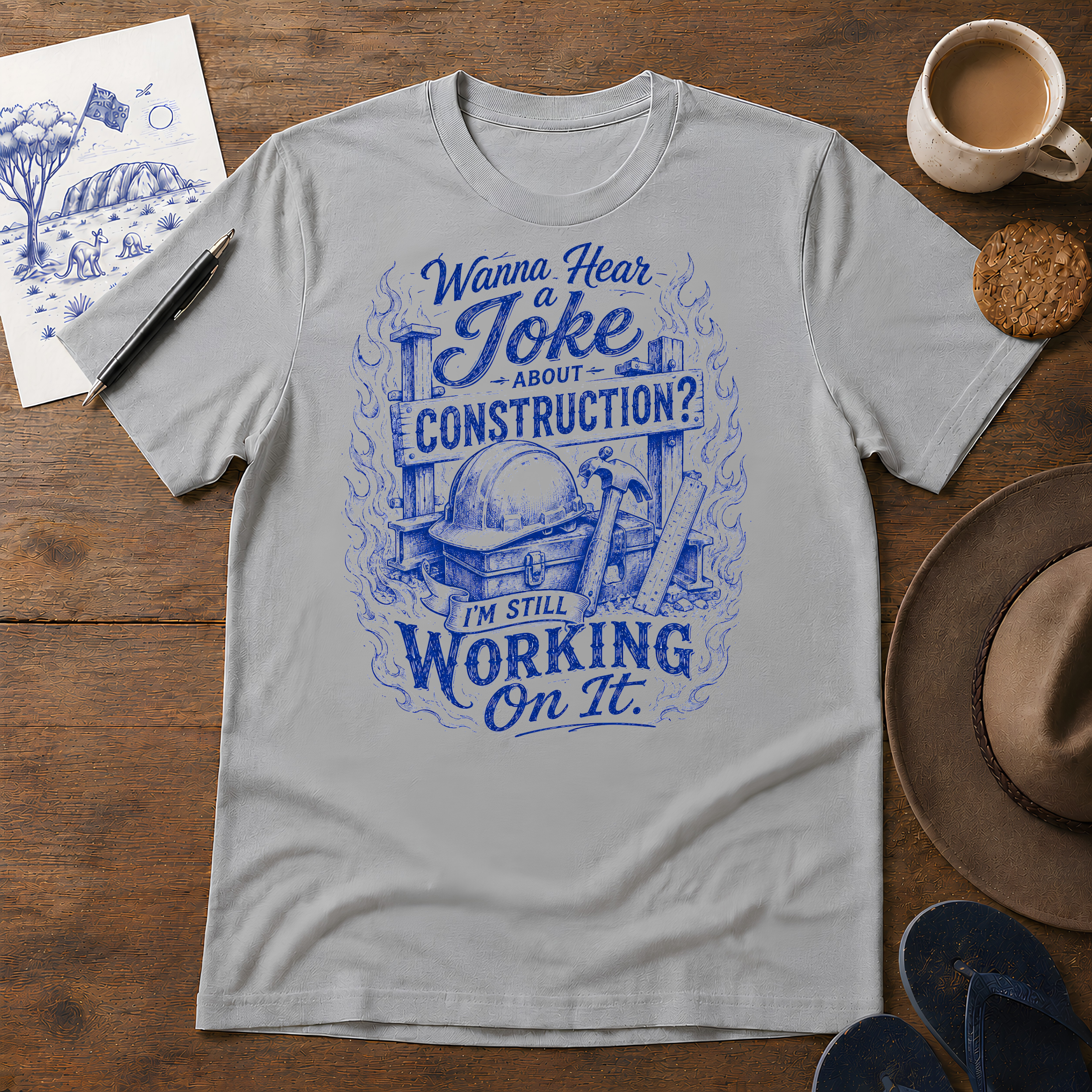 Joke About Construction Tee ink-sketch T-shirt, in Sport Grey