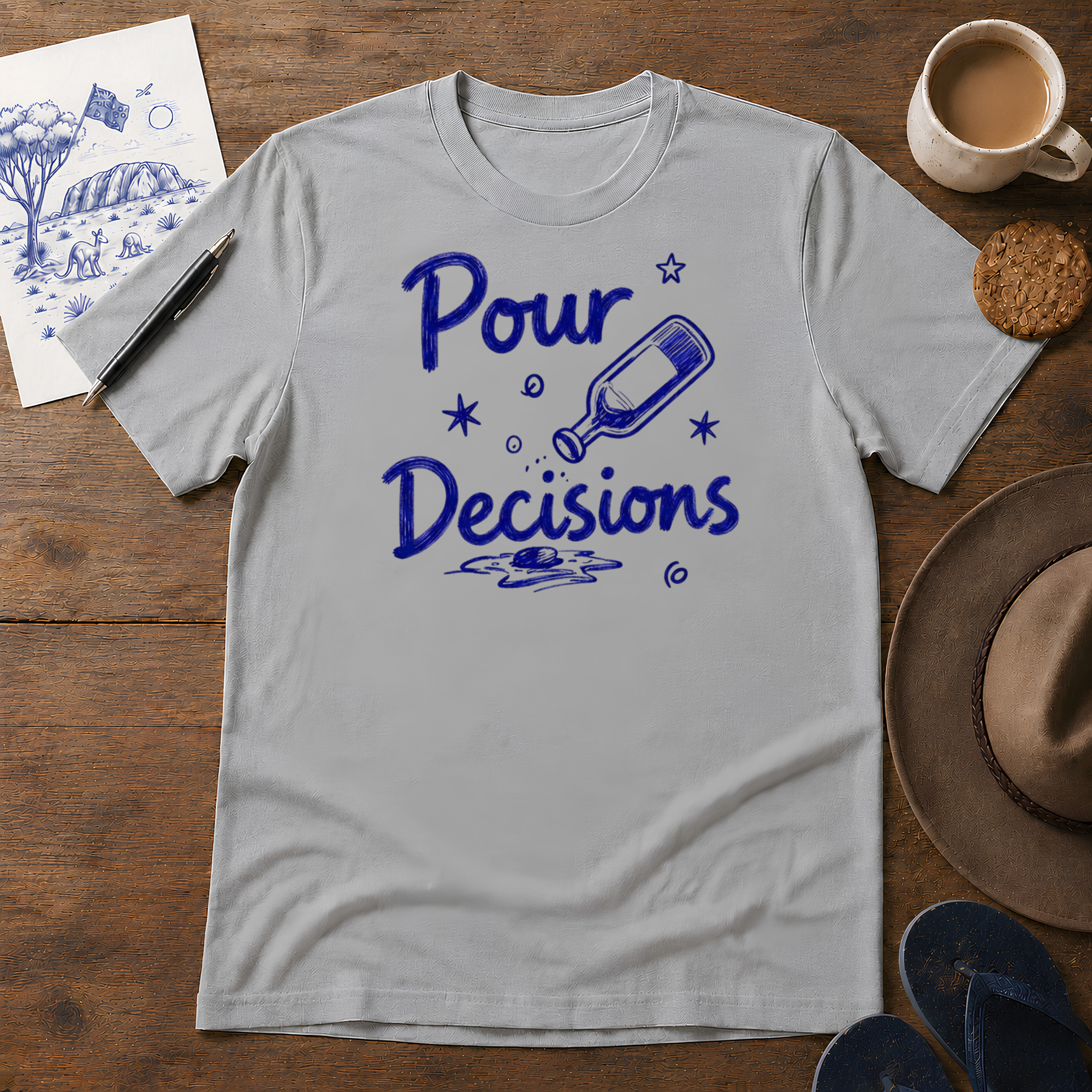 Pour Decisions Tee ink-sketch T-shirt, in Sport Grey