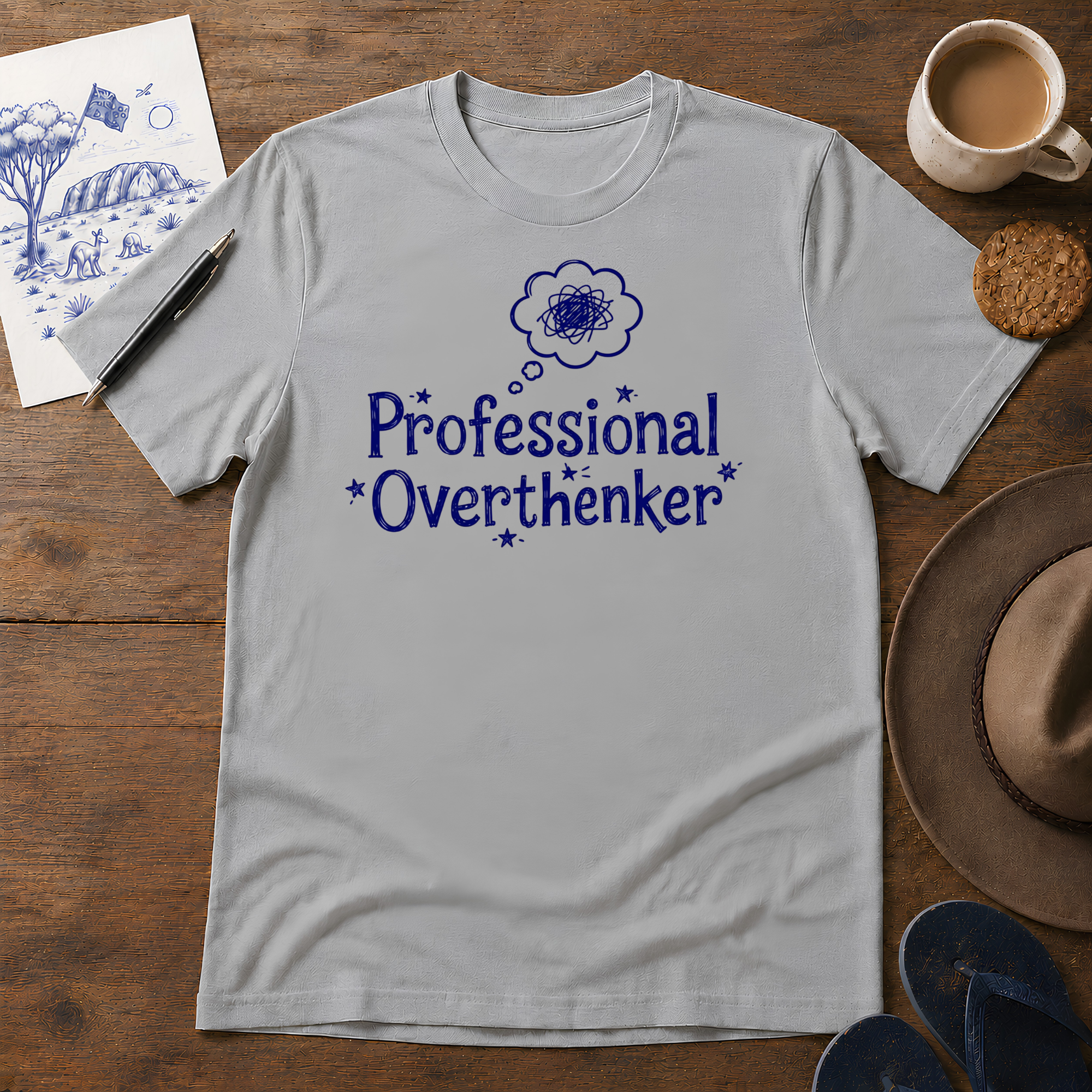 Professional Overthinker Tee ink-sketch T-shirt, in Sport Grey