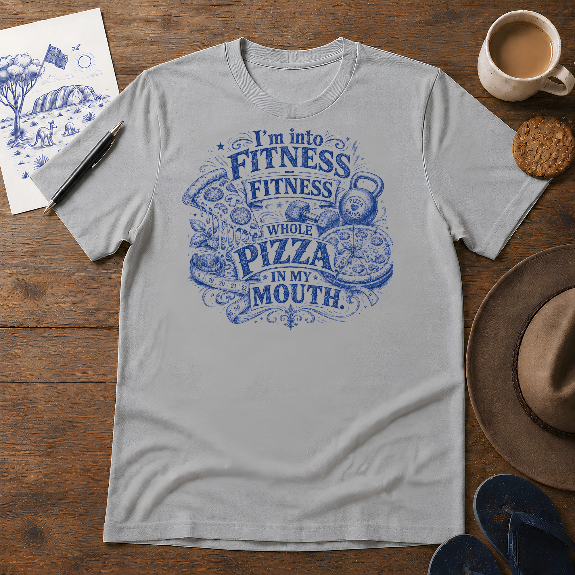 I'm Into Fitness Tee ink-sketch T-shirt, in Sport Grey