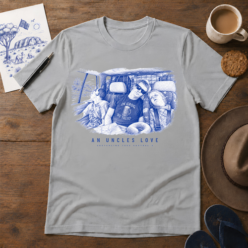 An Uncle’s Love ink-sketch T-shirt, in Sport Grey