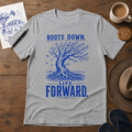 Roots Down, Life Forward ink-sketch T-shirt in Sport Grey