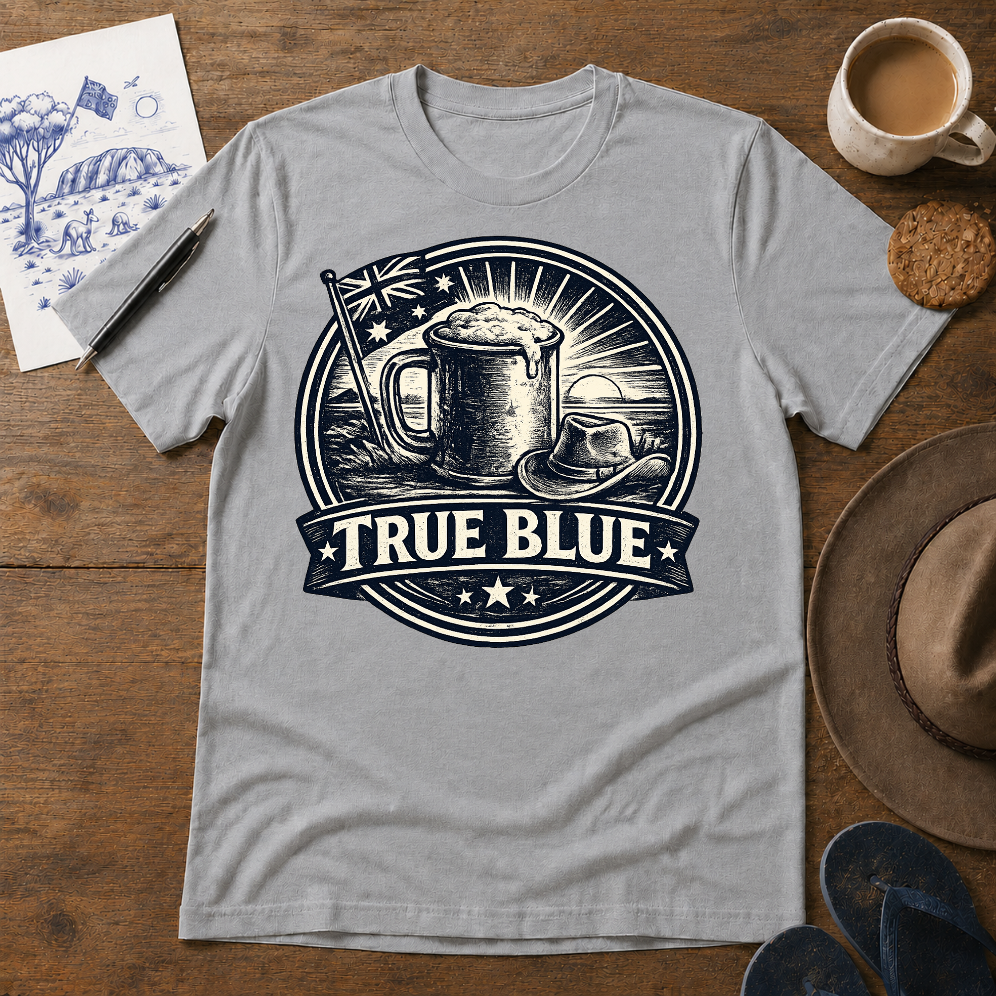 True Blue Australian nostalgia T-shirt by Sketchline Tees
