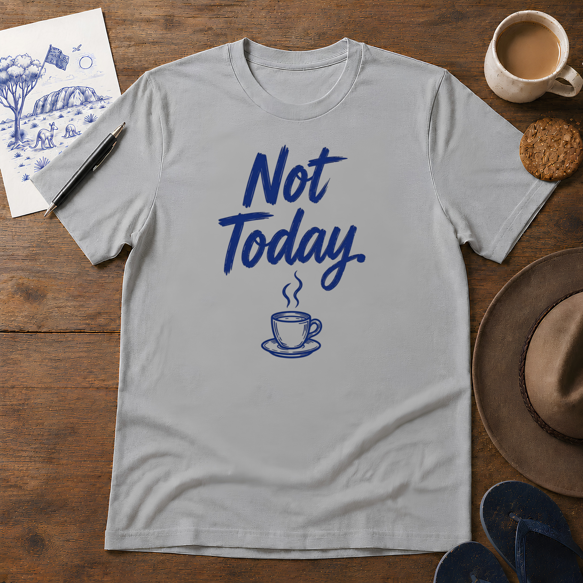 Not Today Tee ink-sketch T-shirt, in Sport Grey