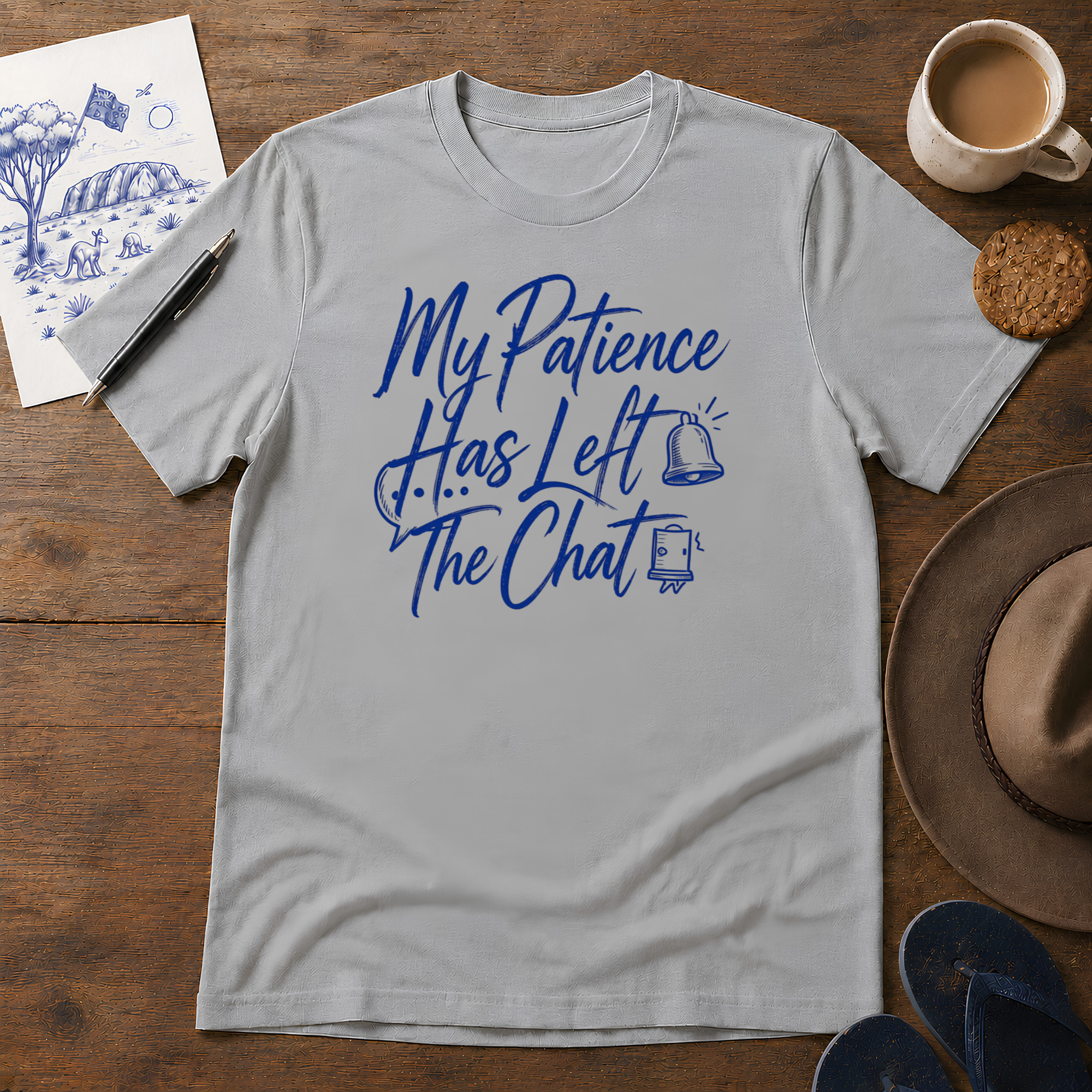 My Patience Has Left Tee ink-sketch T-shirt, in Sport Grey