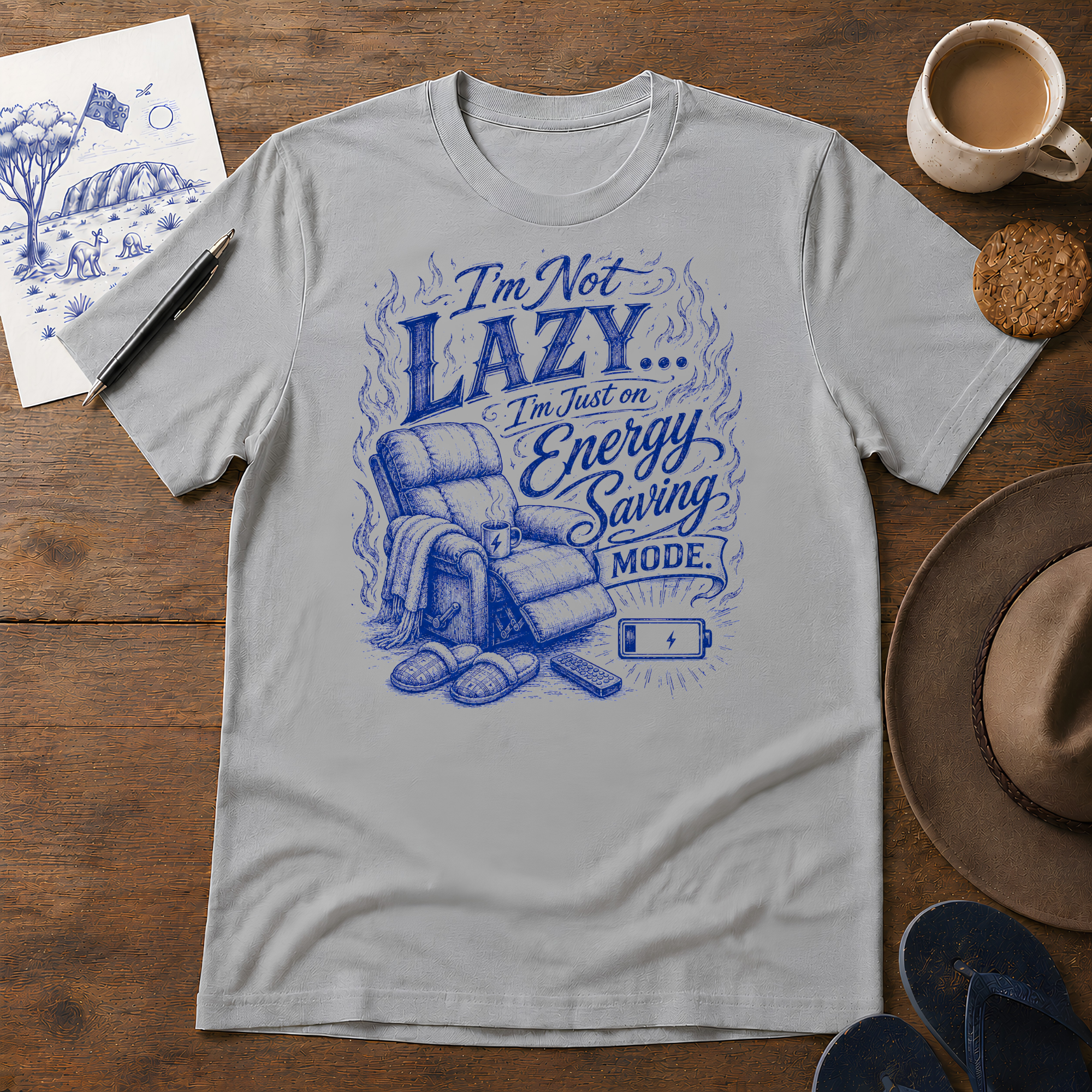 Lazy Energy Tee ink-sketch T-shirt, in Sport Grey