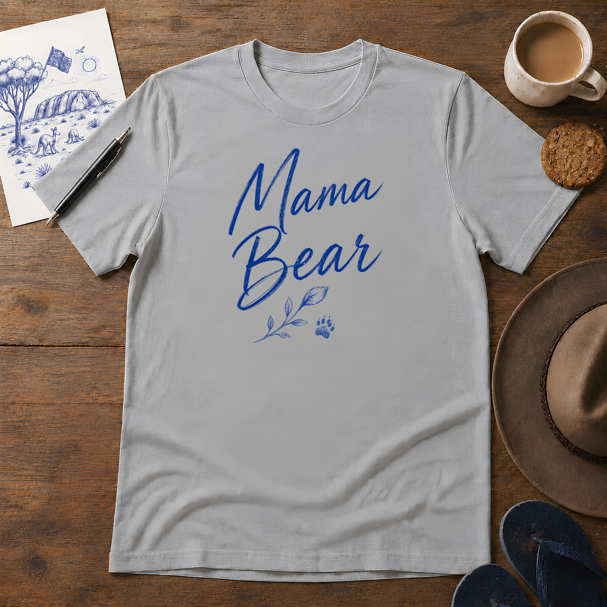 Mama Bear Tee ink-sketch T-shirt, in Sport Grey