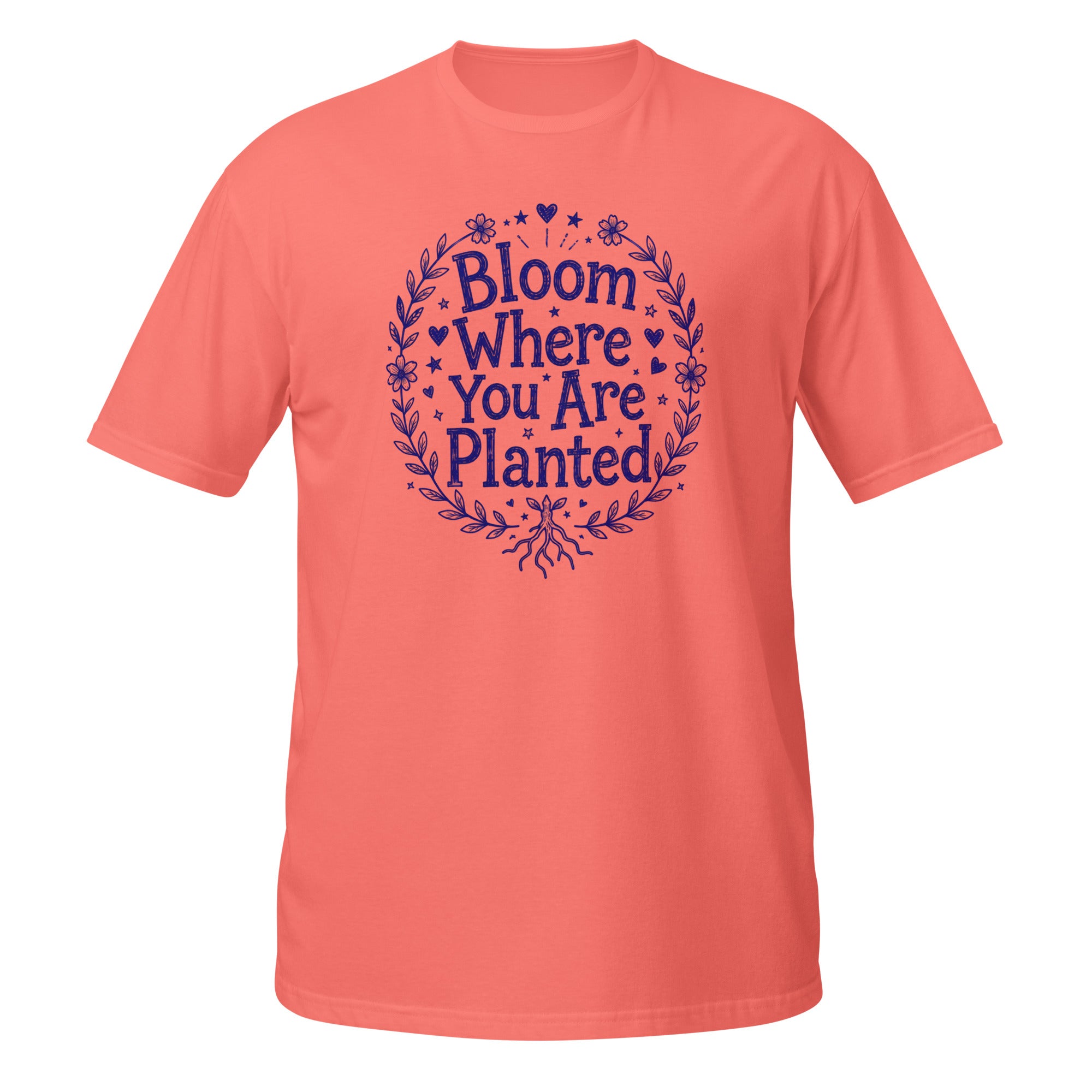 Bloom Where You Are Planted Tee - Sketchline Tees blue ink doodle T-shirt
