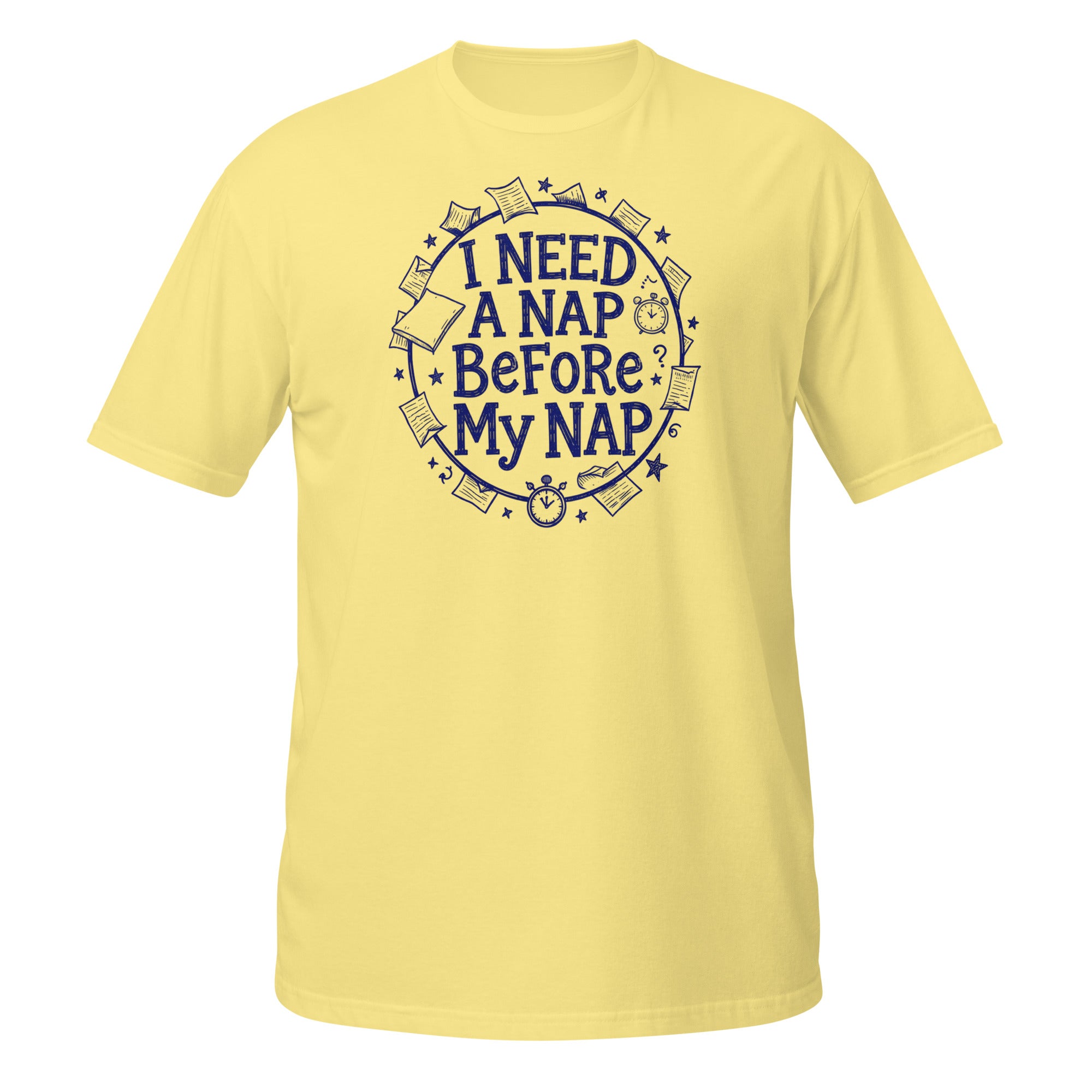 I Need a Nap Before My Nap Tee - Sketchline Tees blue ink doodle T-shirt