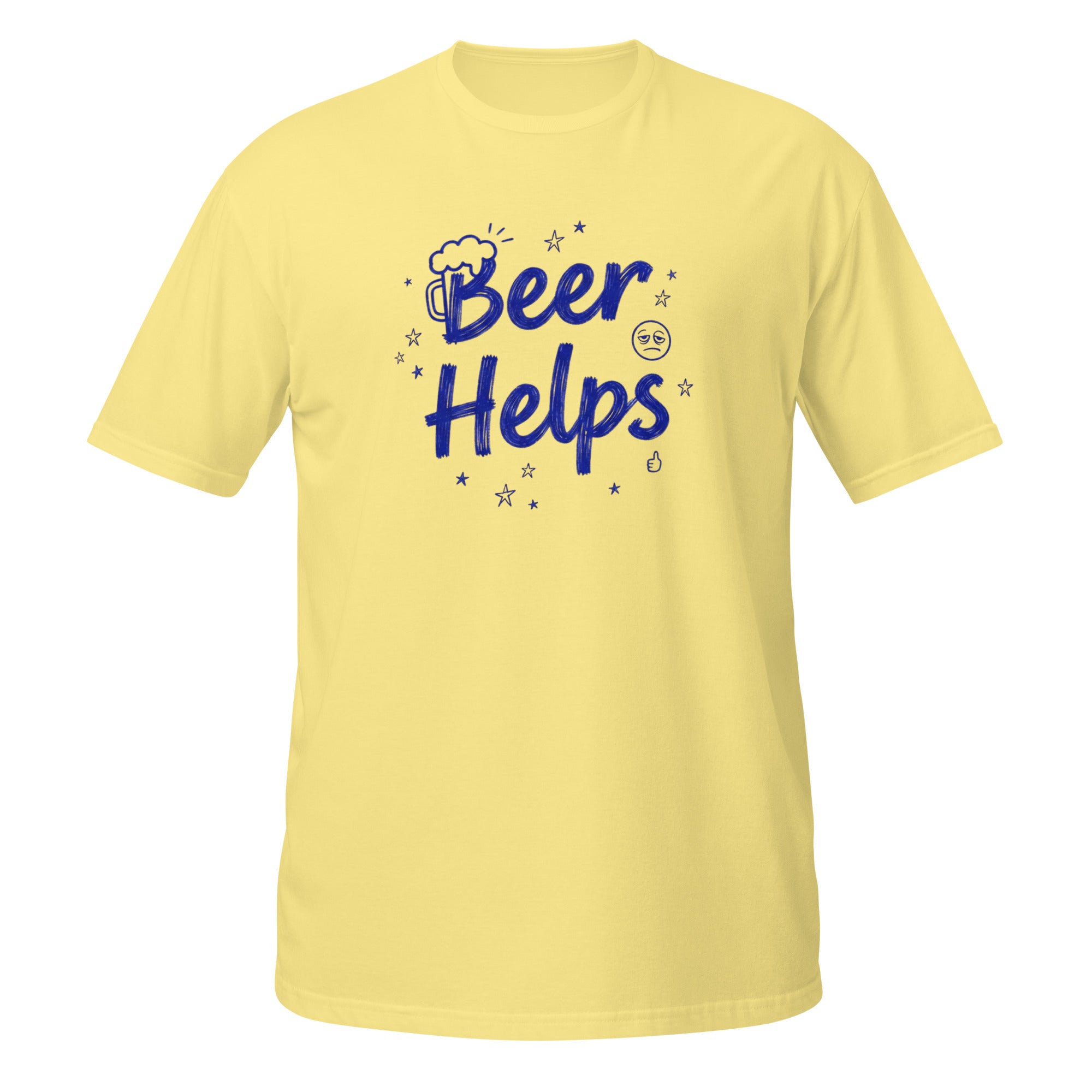 Beer Helps Tee - Sketchline Tees blue ink doodle T-shirt