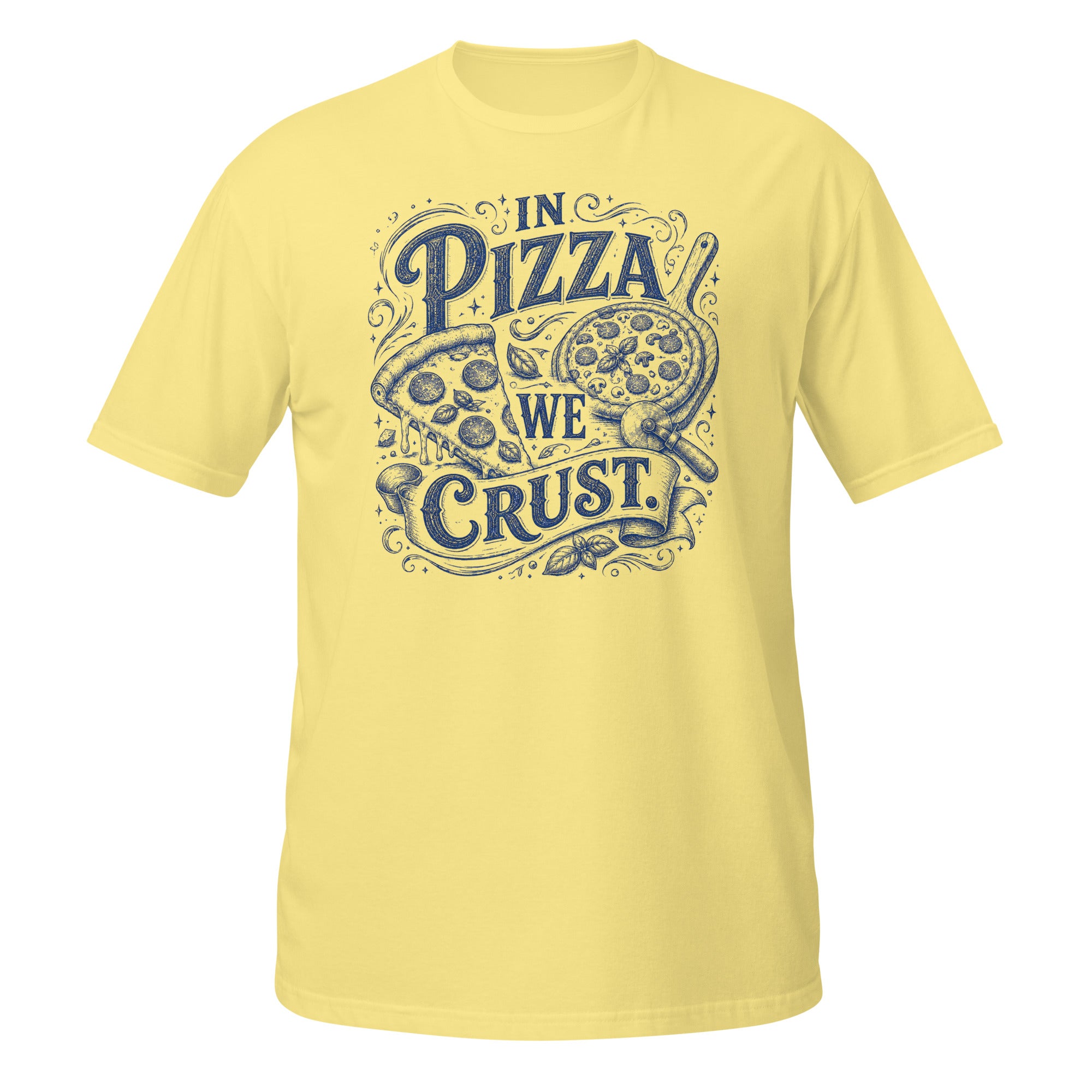In Pizza We Crust Tee - Sketchline Tees blue ink doodle T-shirt