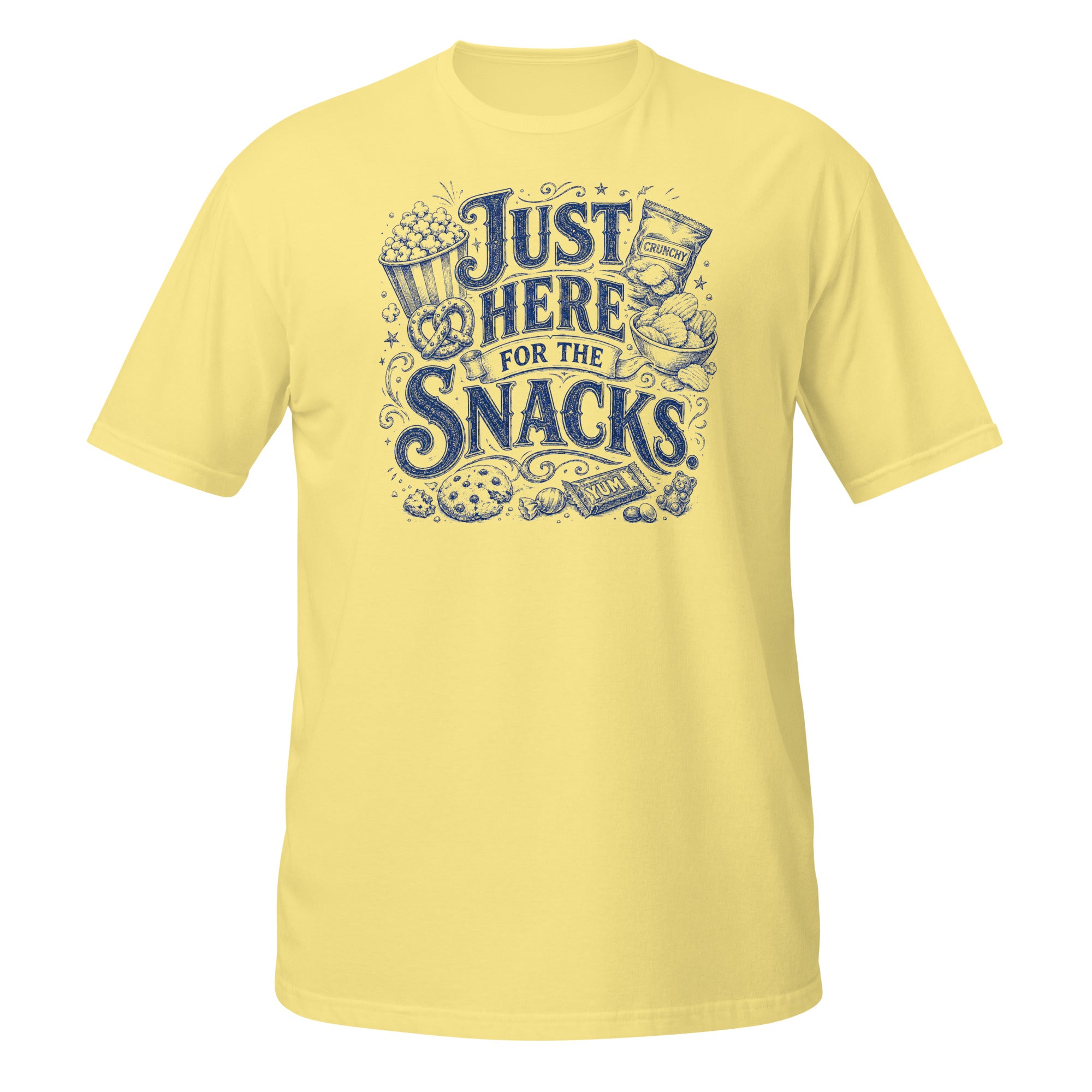 Just Here for the Snacks Tee - Sketchline Tees blue ink doodle T-shirt