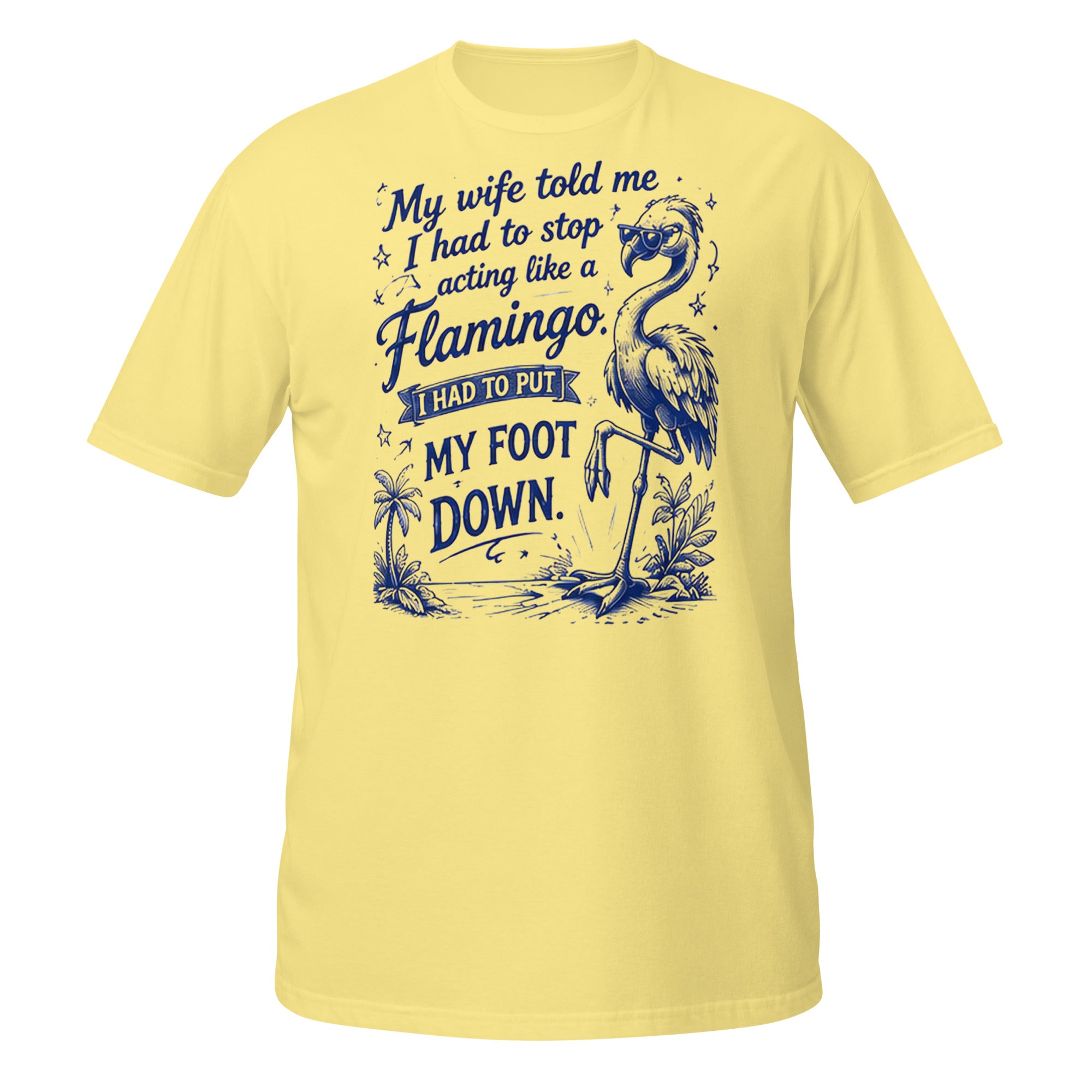 Flamingo Foot Down Tee - Sketchline Tees blue ink doodle T-shirt