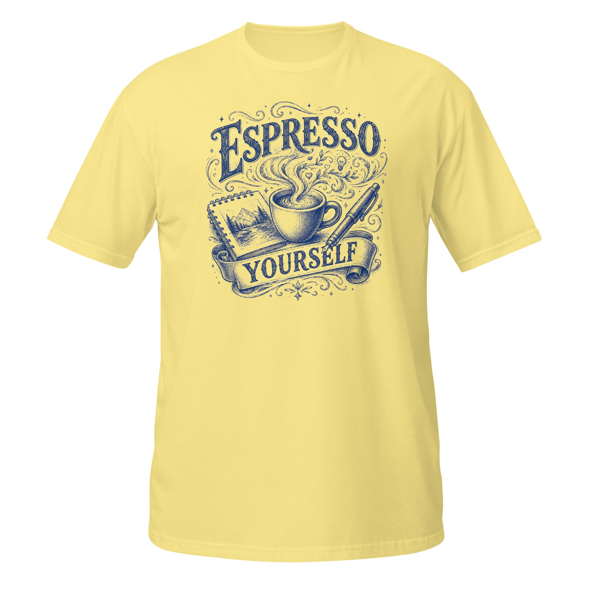 Espresso Yourself Tee - Sketchline Tees blue ink doodle T-shirt