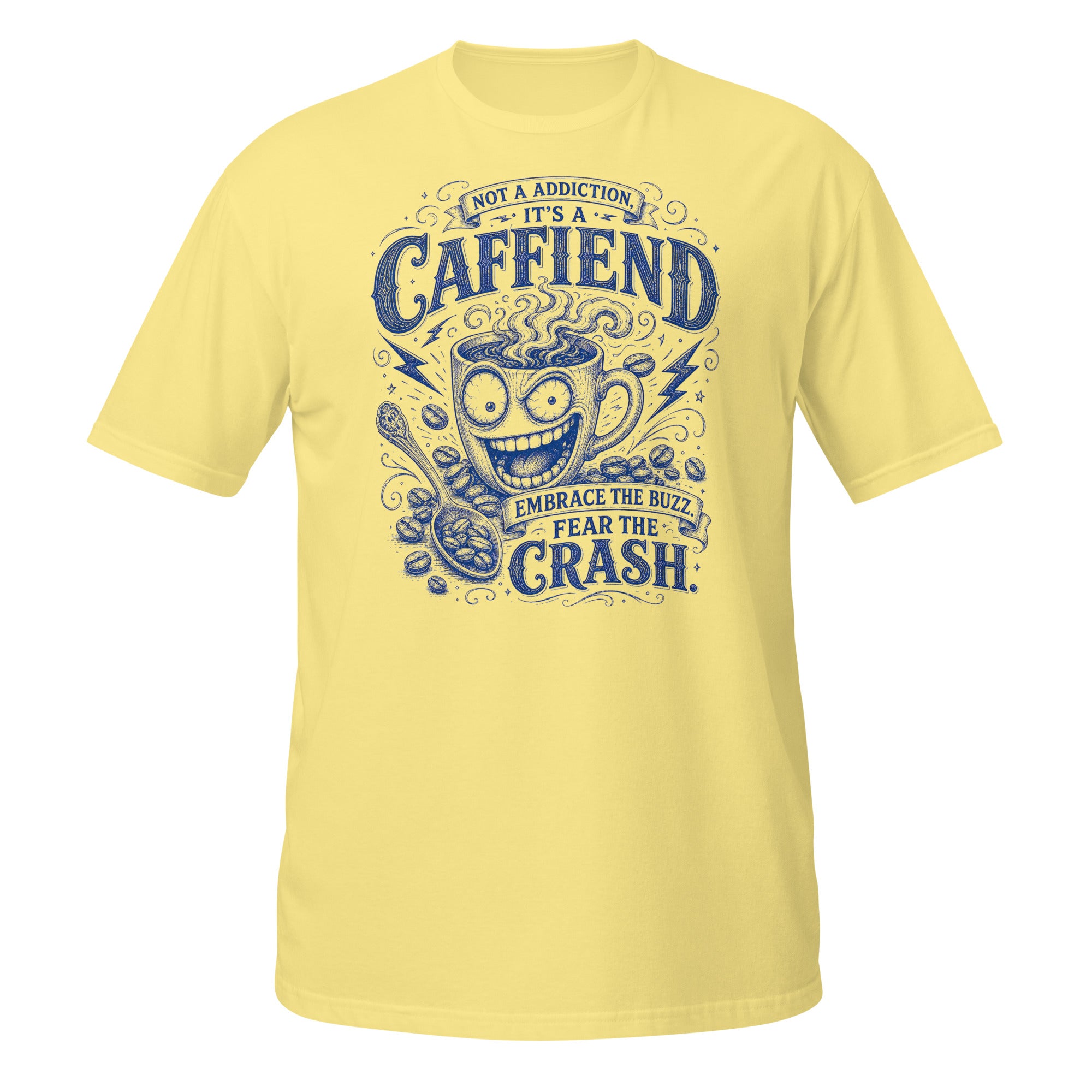 Caffiend Tee - Sketchline Tees blue ink doodle T-shirt