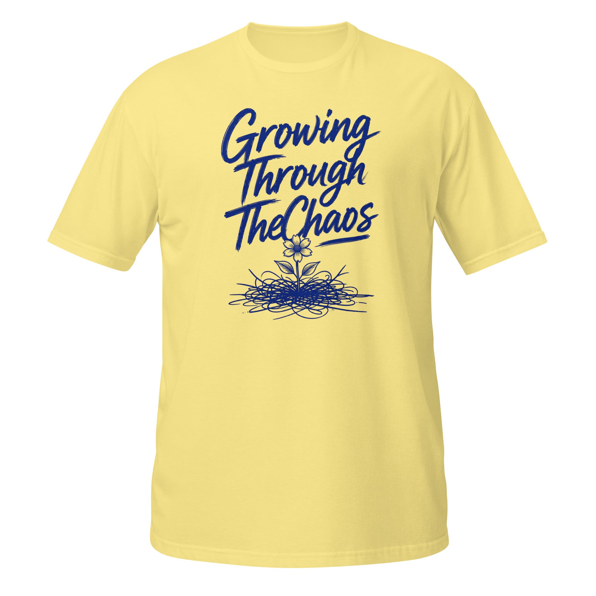 Growing Through the Chaos Tee - Sketchline Tees blue ink doodle T-shirt