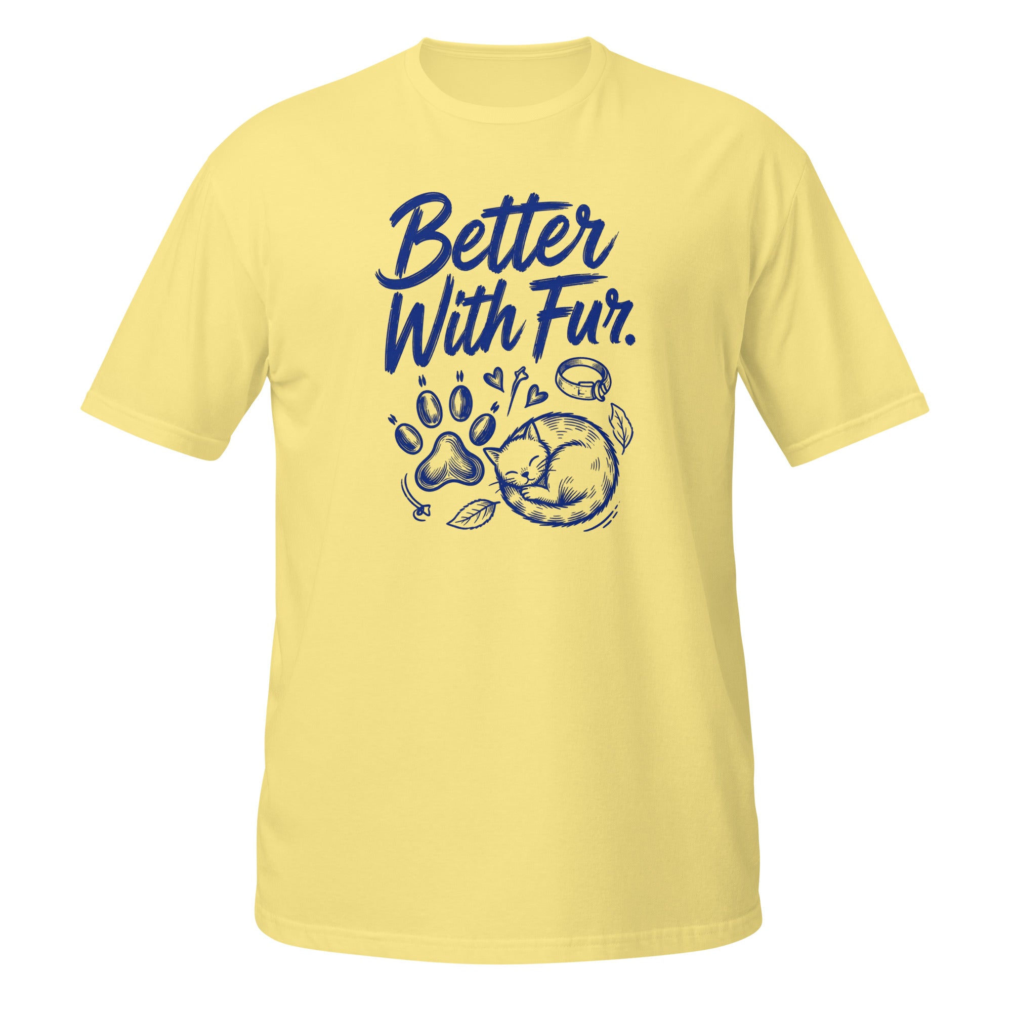 Better With Fur Tee - Sketchline Tees blue ink doodle T-shirt