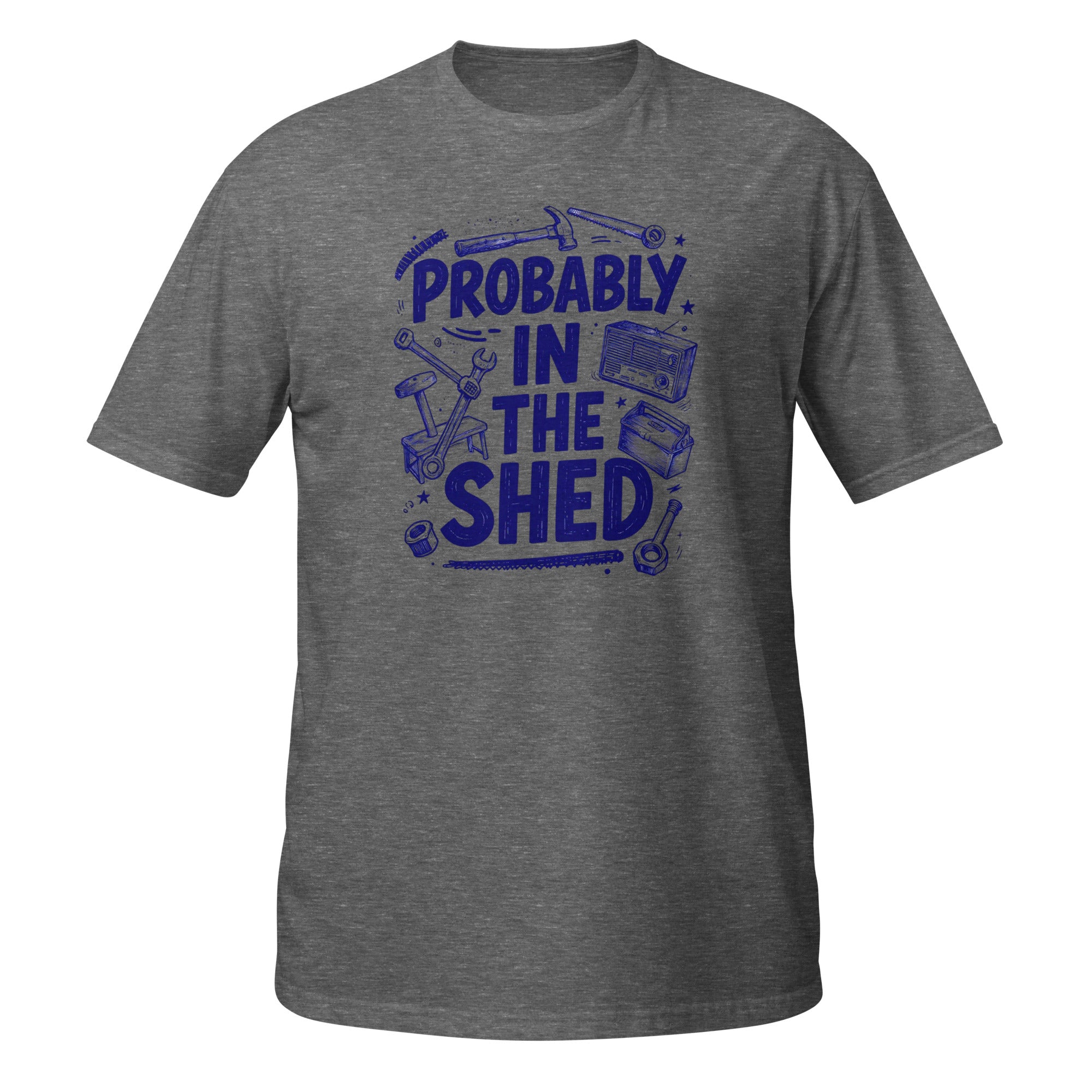 Probably in the Shed Tee - Sketchline Tees blue ink doodle T-shirt