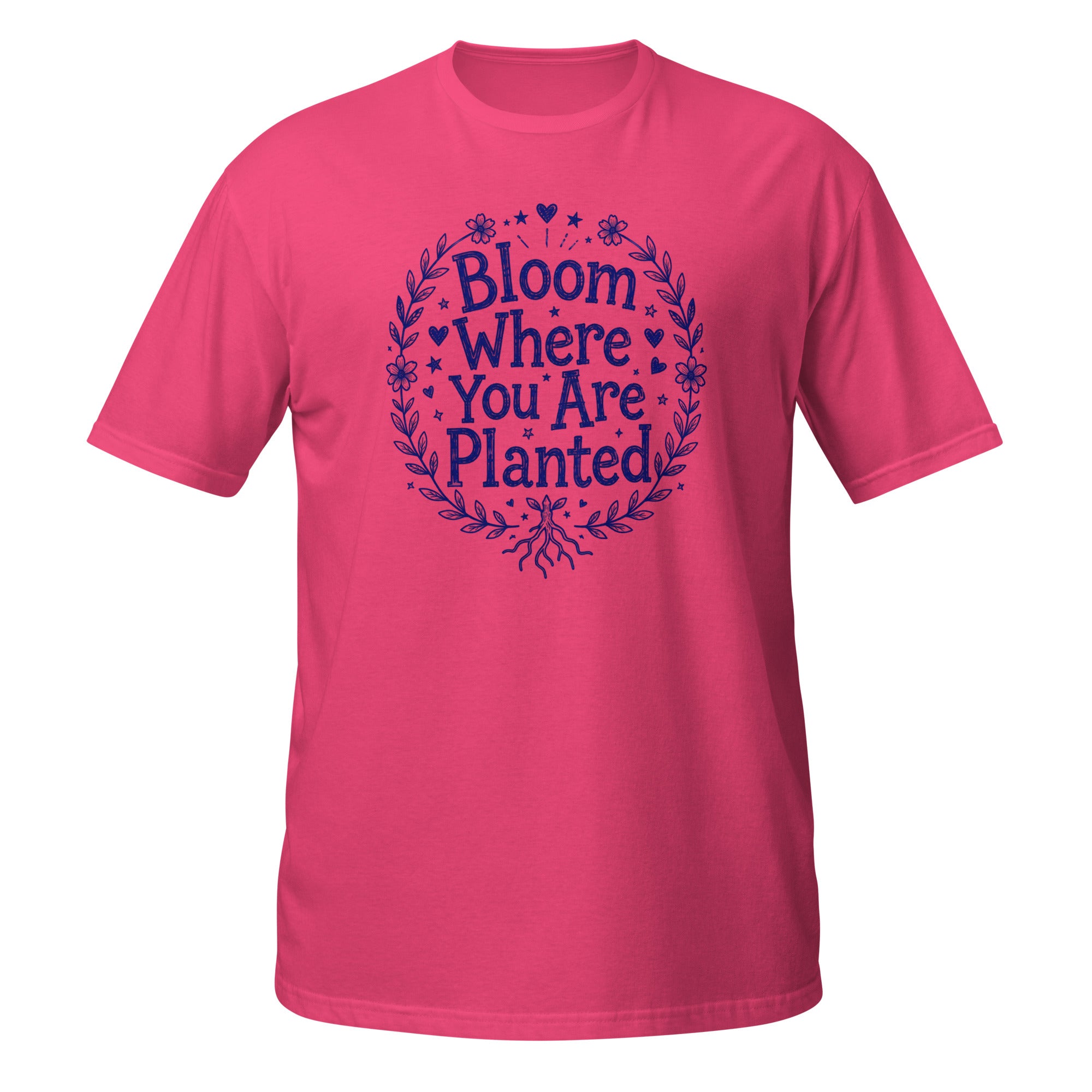 Bloom Where You Are Planted Tee - Sketchline Tees blue ink doodle T-shirt