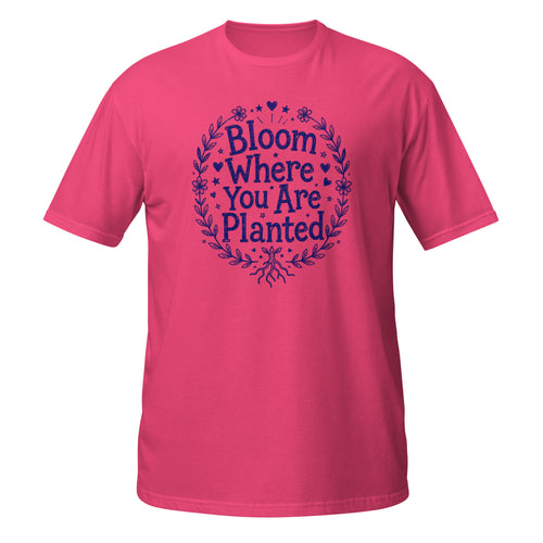Bloom Where You Are Planted Tee - Sketchline Tees blue ink doodle T-shirt