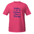 Vodka Is Cheaper Than Therapy Tee - Sketchline Tees blue ink doodle T-shirt