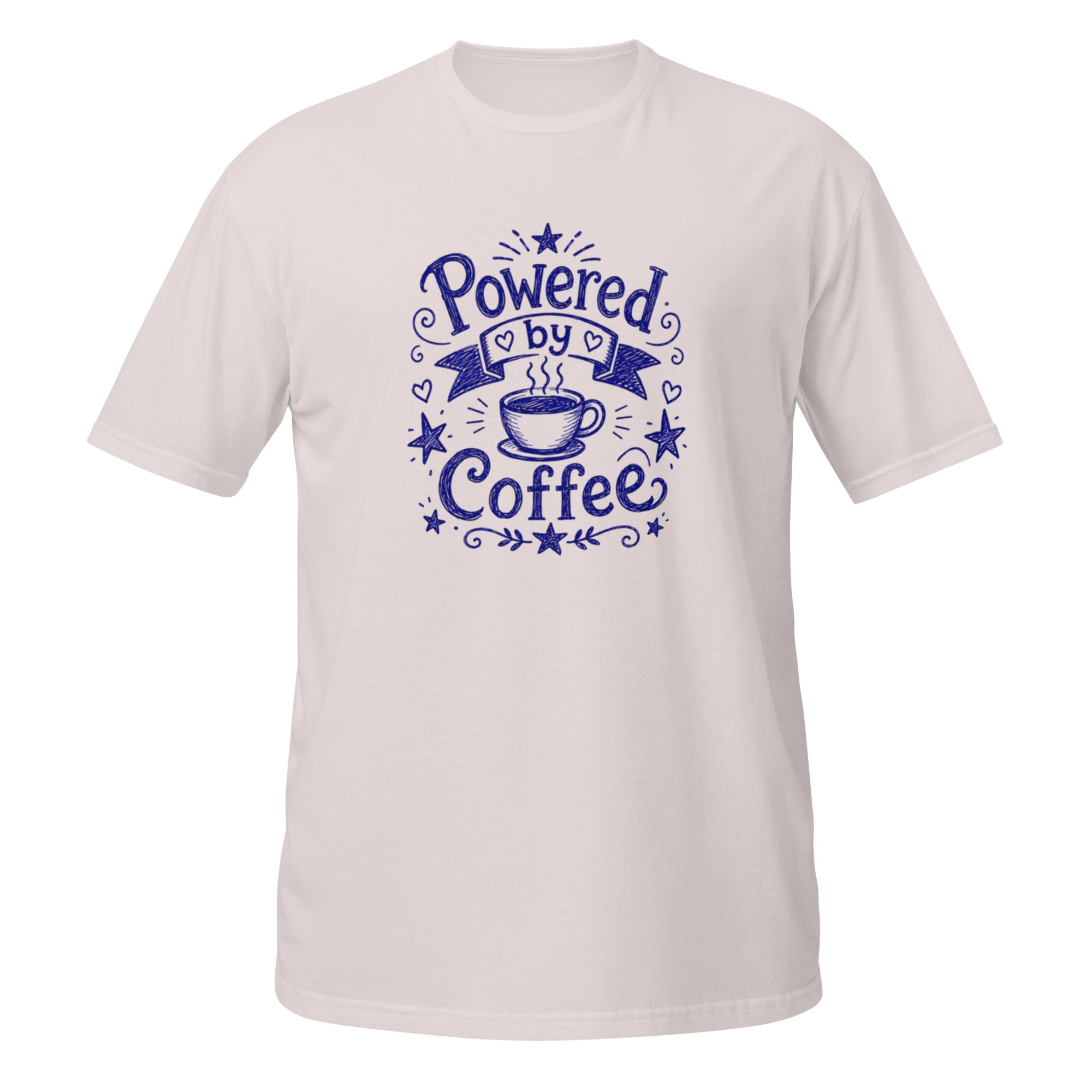 Powered by Coffee Tee - Sketchline Tees blue ink doodle T-shirt