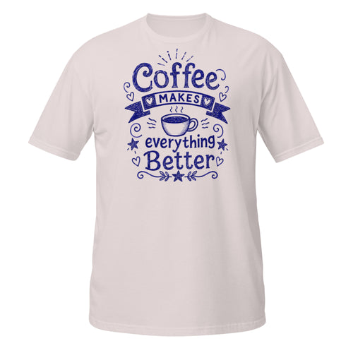 Coffee Makes Everything Better Tee - Sketchline Tees blue ink doodle T-shirt