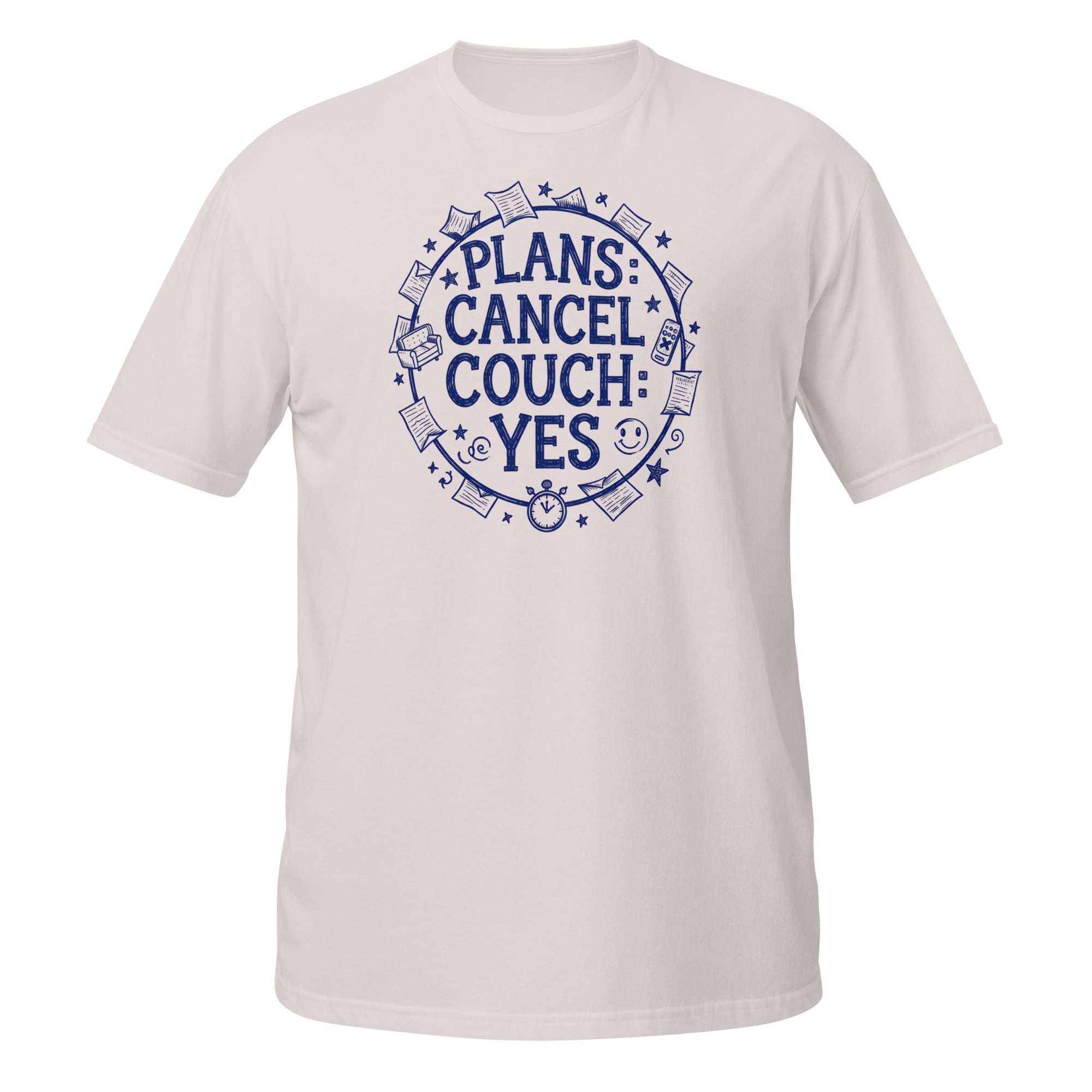 Plans Cancelled, Couch Approved Tee - Sketchline Tees blue ink doodle T-shirt