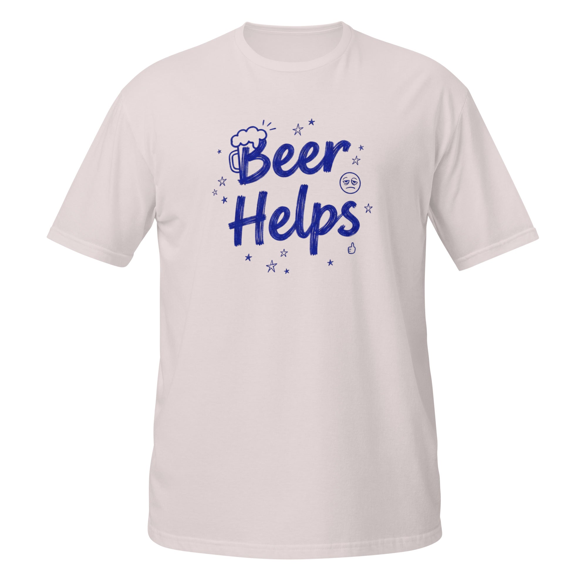 Beer Helps Tee - Sketchline Tees blue ink doodle T-shirt