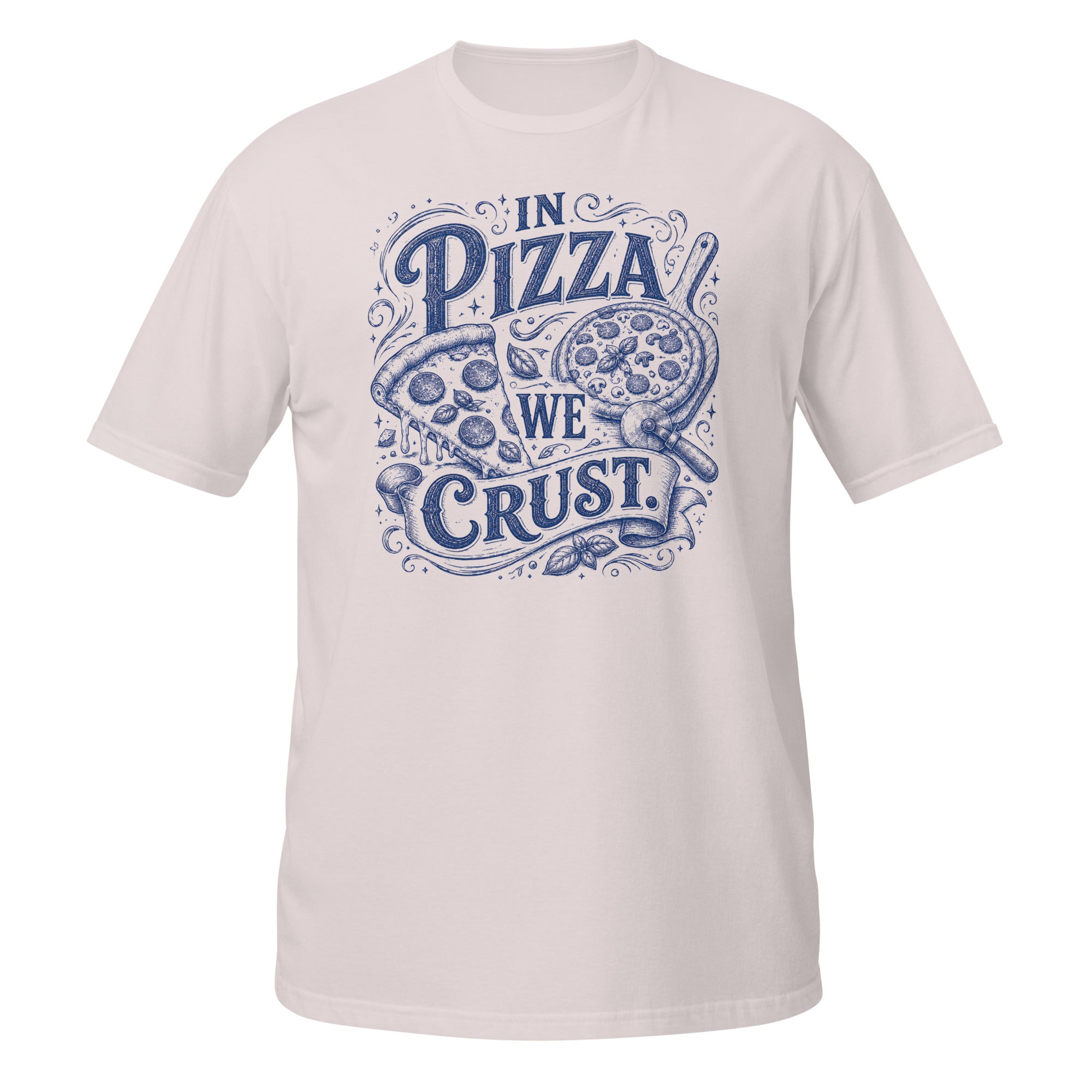 In Pizza We Crust Tee - Sketchline Tees blue ink doodle T-shirt
