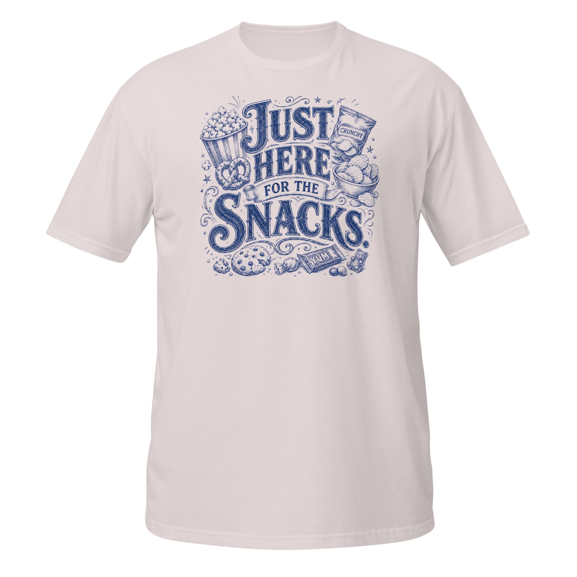 Just Here for the Snacks Tee - Sketchline Tees blue ink doodle T-shirt