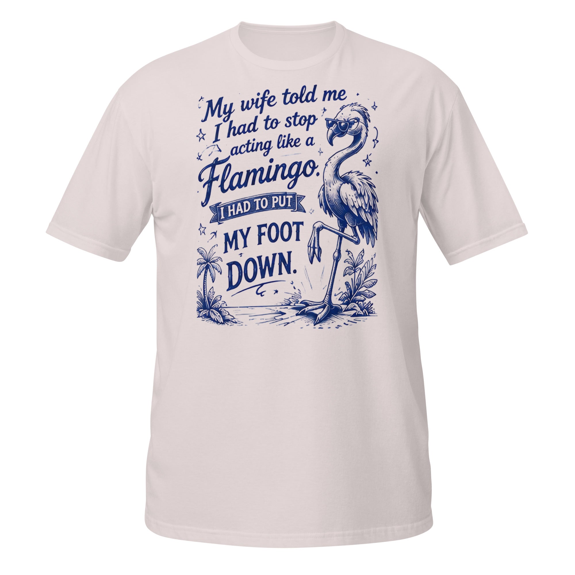 Flamingo Foot Down Tee - Sketchline Tees blue ink doodle T-shirt