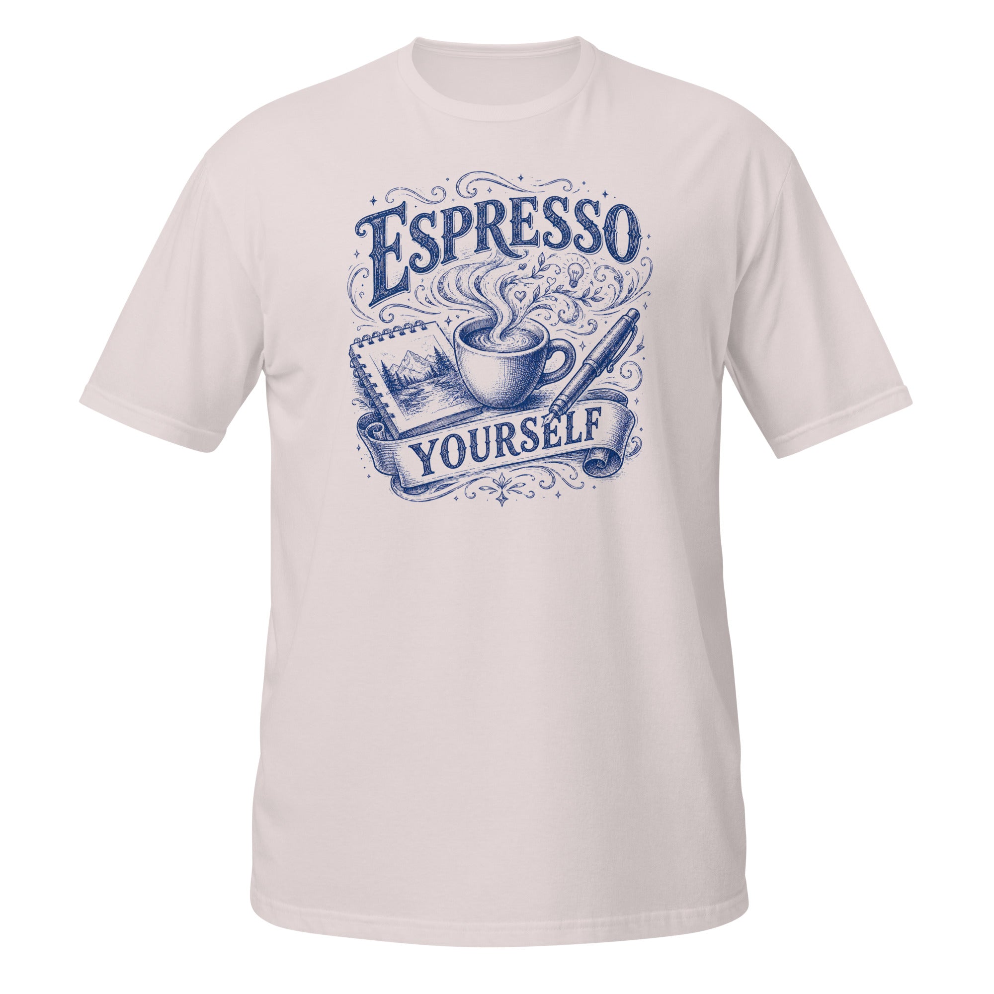 Espresso Yourself Tee - Sketchline Tees blue ink doodle T-shirt