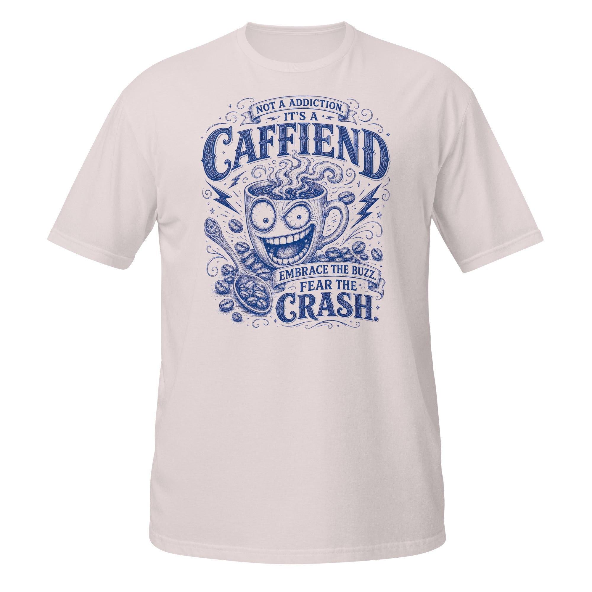 Caffiend Tee - Sketchline Tees blue ink doodle T-shirt