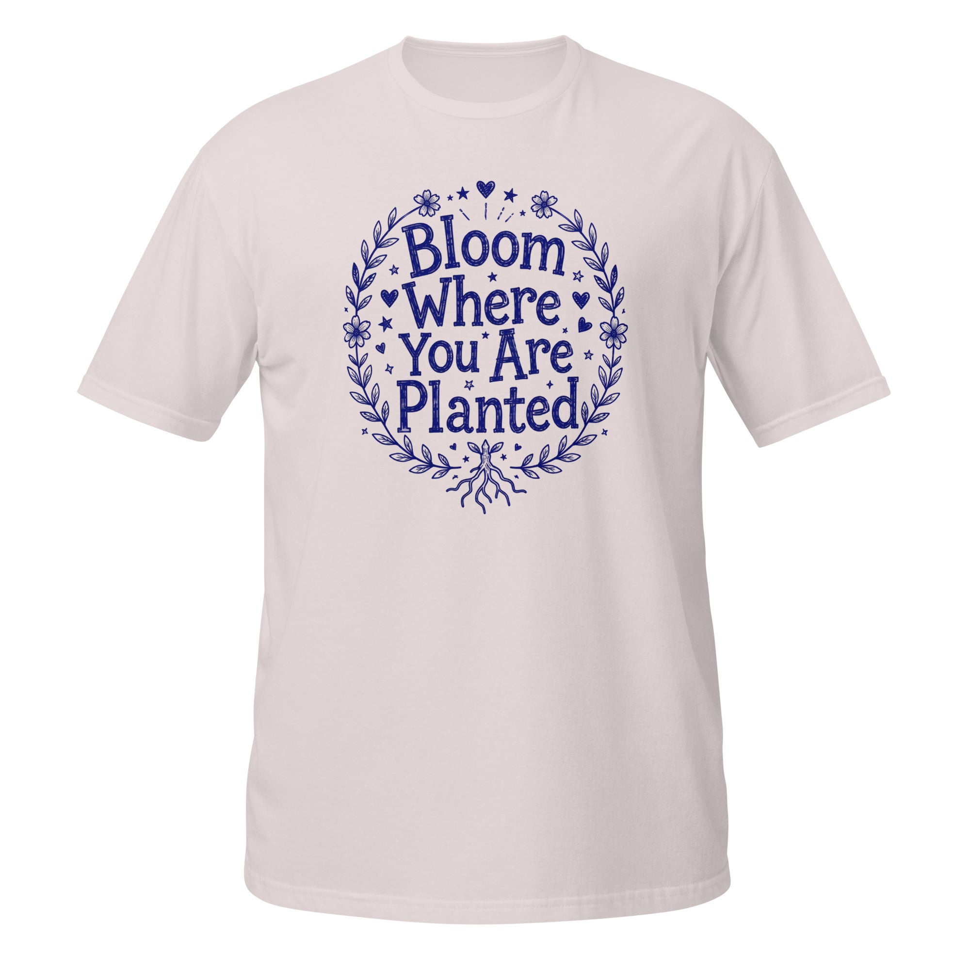 Bloom Where You Are Planted Tee - Sketchline Tees blue ink doodle T-shirt