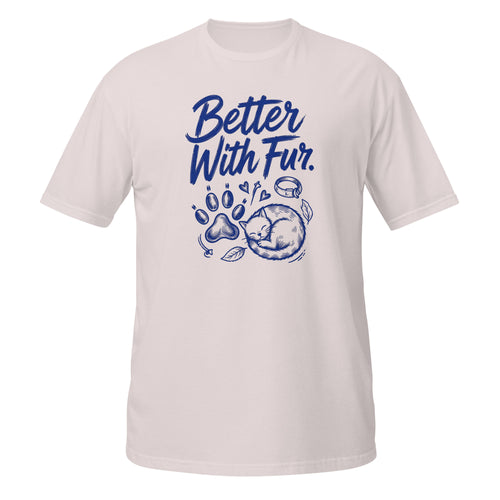 Better With Fur Tee - Sketchline Tees blue ink doodle T-shirt