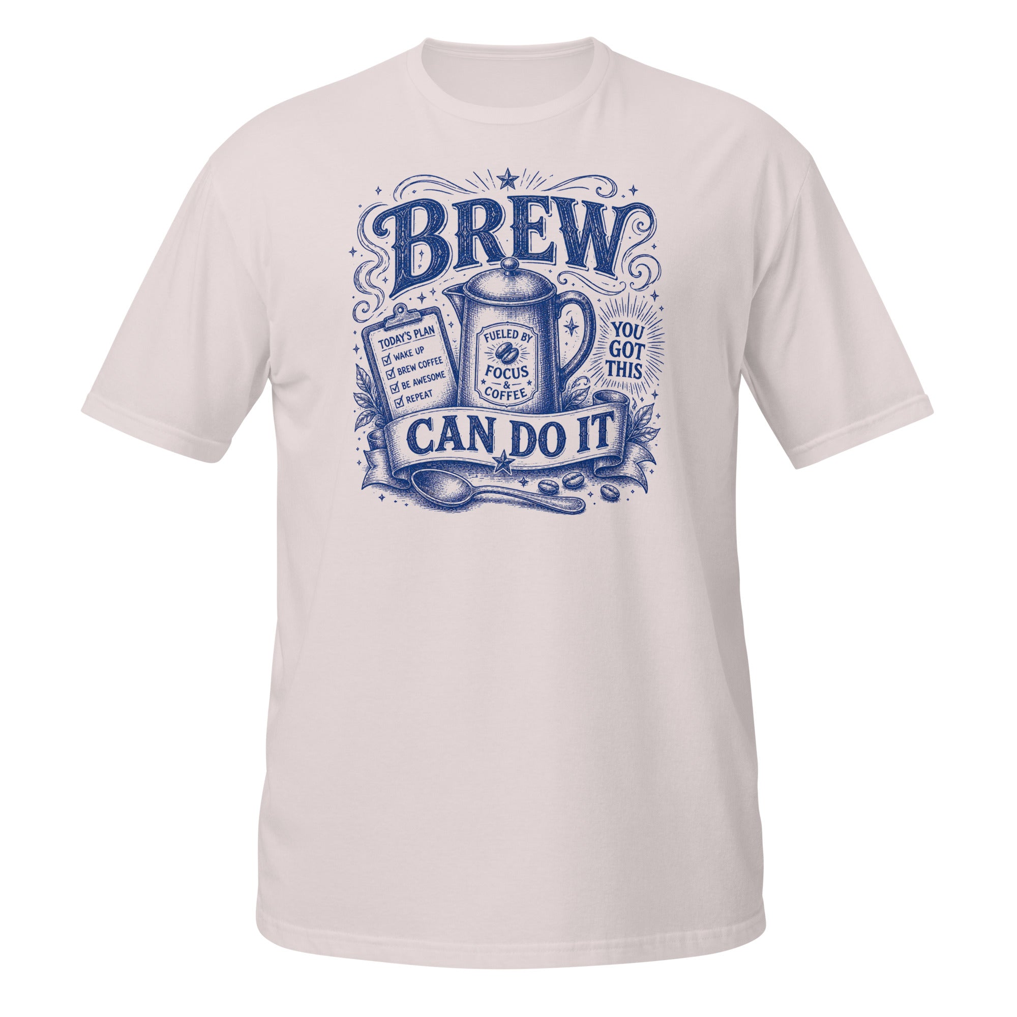 Brew Can Do It Tee - Sketchline Tees blue ink doodle T-shirt