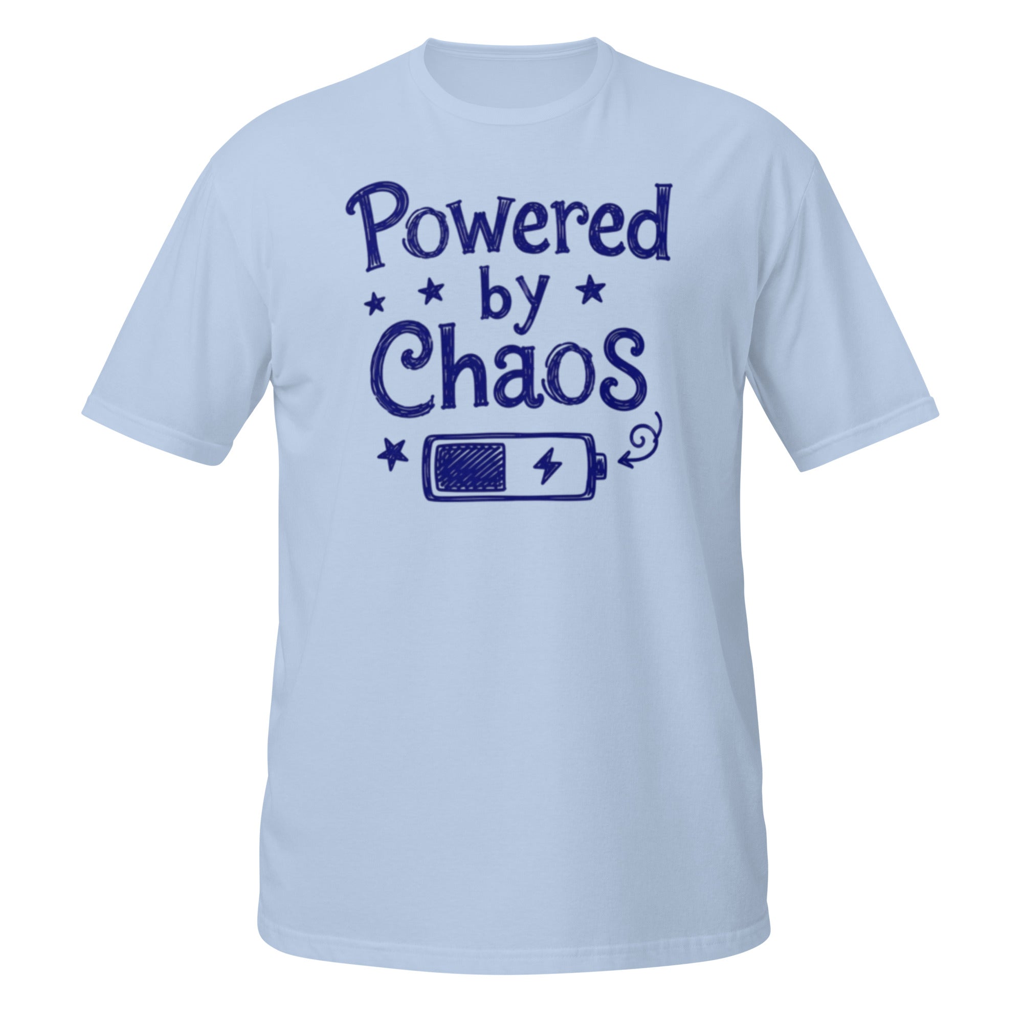 Powered by Chaos Tee - Sketchline Tees blue ink doodle T-shirt