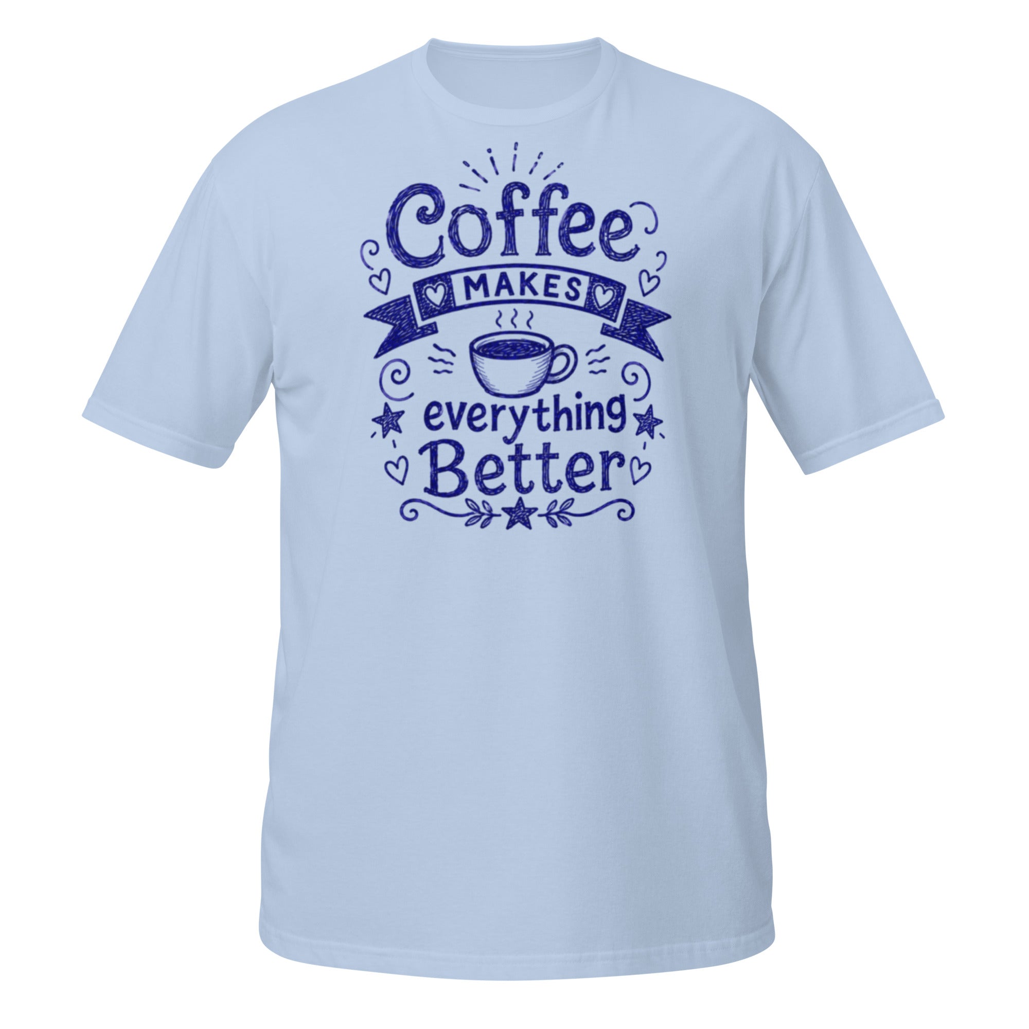 Coffee Makes Everything Better Tee - Sketchline Tees blue ink doodle T-shirt