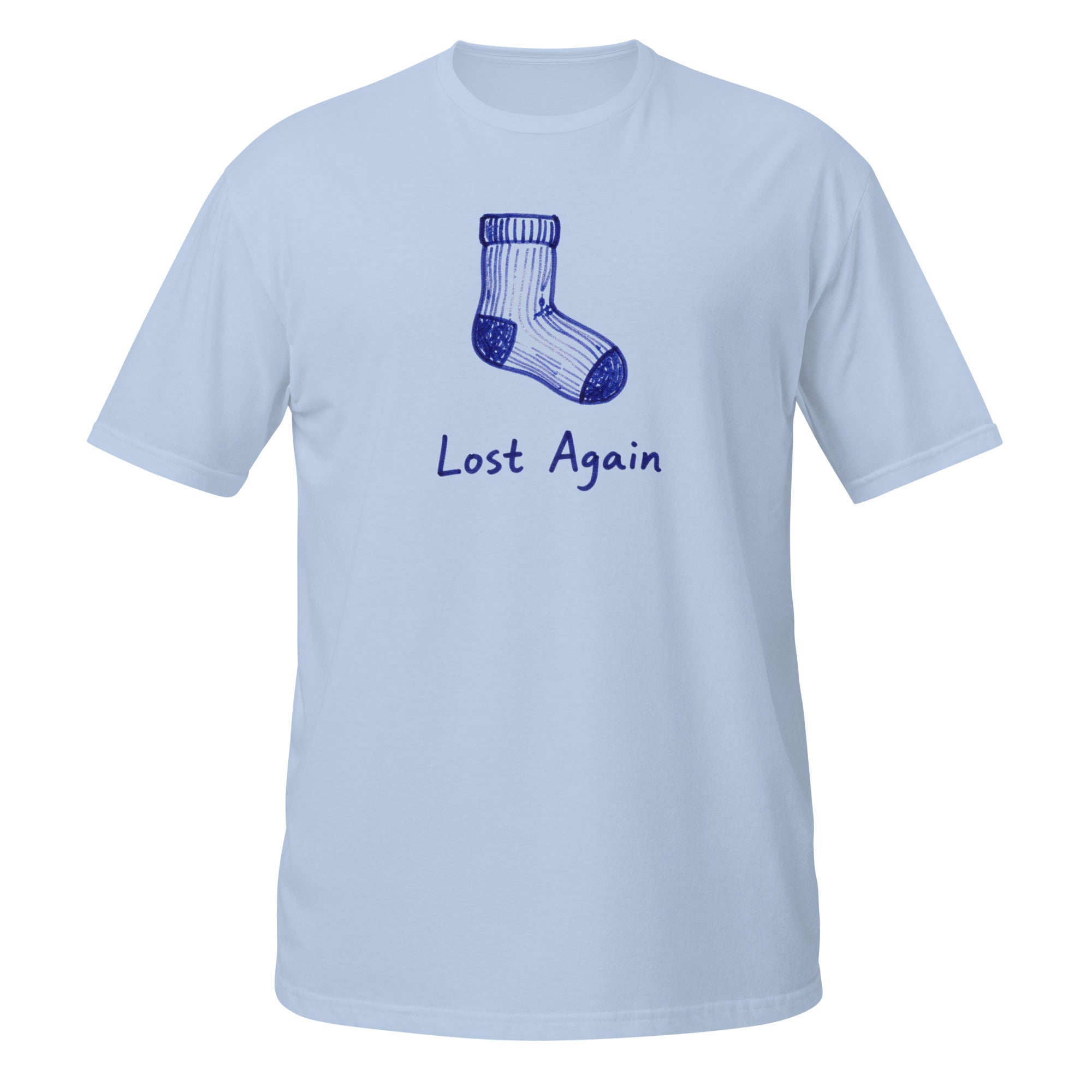 Lost Again Tee - Sketchline Tees blue ink doodle T-shirt
