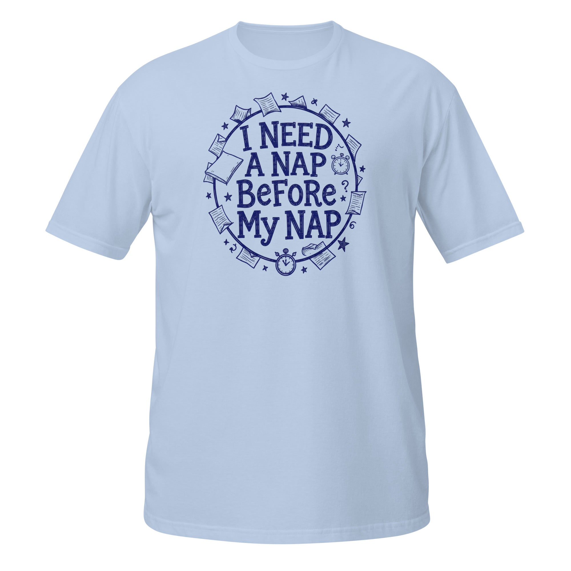 I Need a Nap Before My Nap Tee - Sketchline Tees blue ink doodle T-shirt