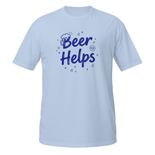 Beer Helps Tee - Sketchline Tees blue ink doodle T-shirt