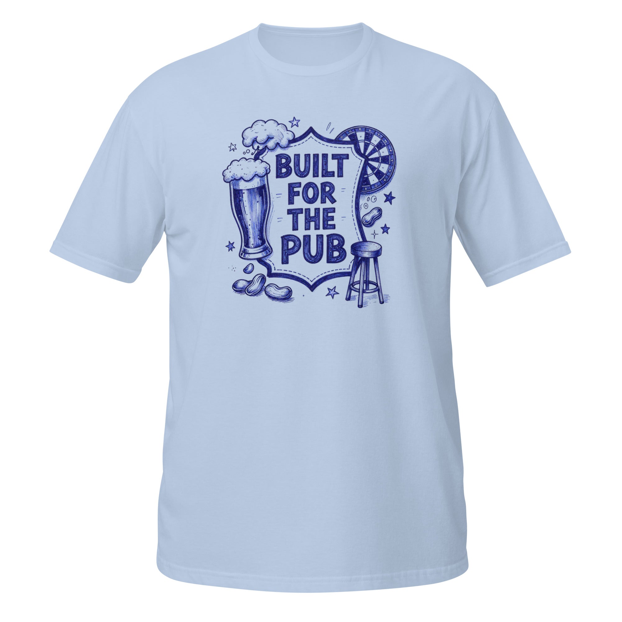 Built for the Pub Tee - Sketchline Tees blue ink doodle T-shirt