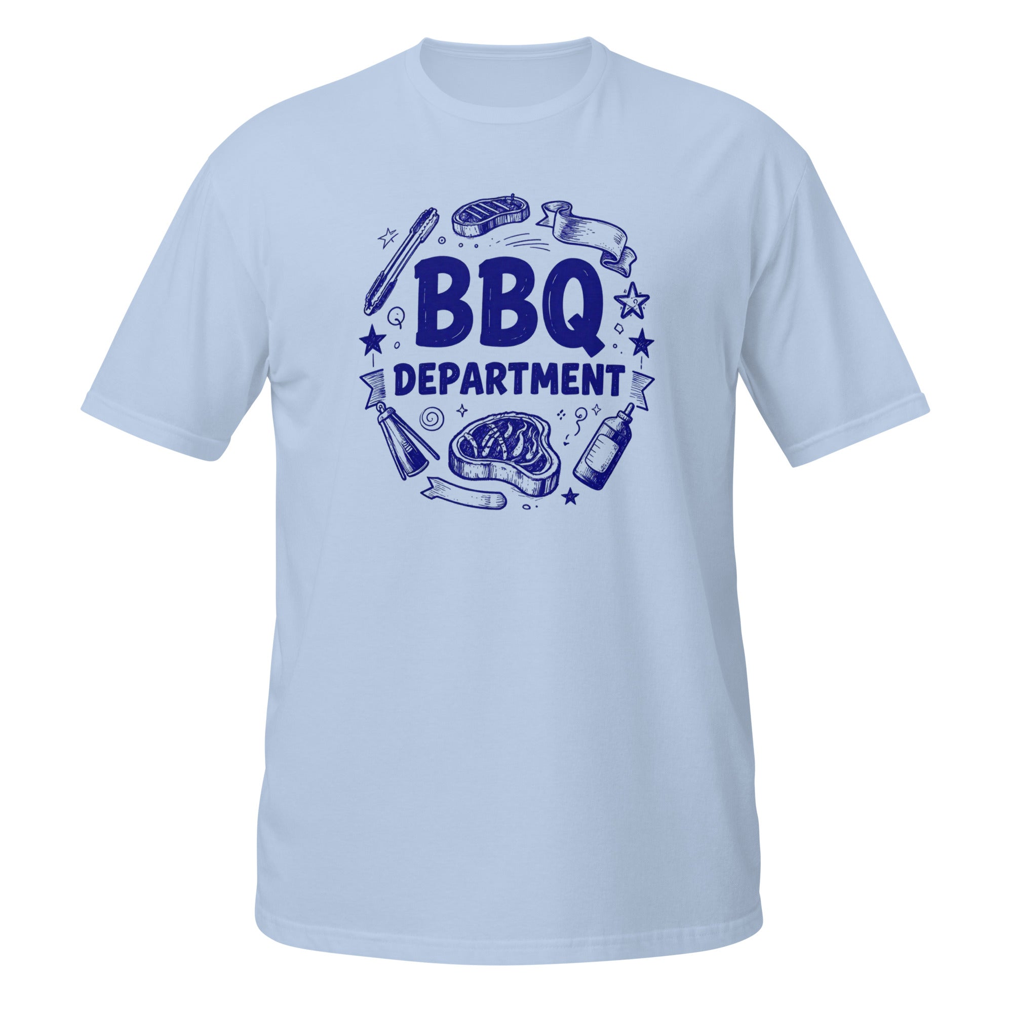 BBQ Department Tee - Sketchline Tees blue ink doodle T-shirt