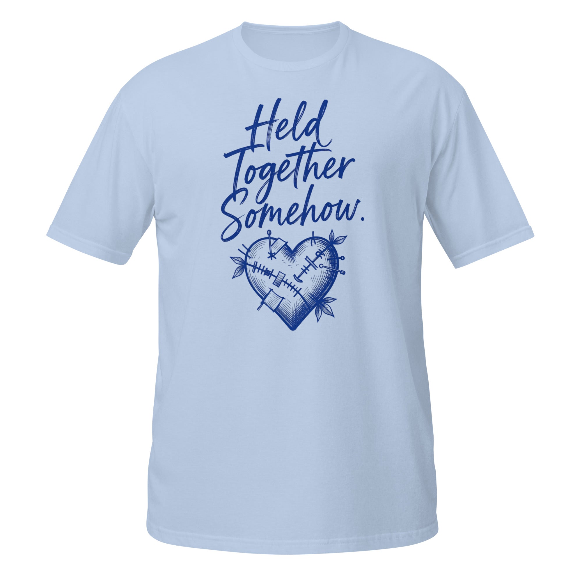 Held Together Somehow Tee - Sketchline Tees blue ink doodle T-shirt