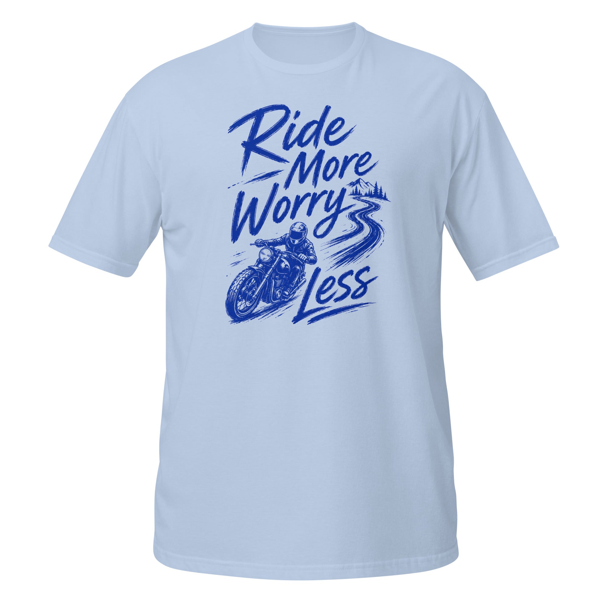 Ride More, Worry Less Tee - Sketchline Tees blue ink doodle T-shirt